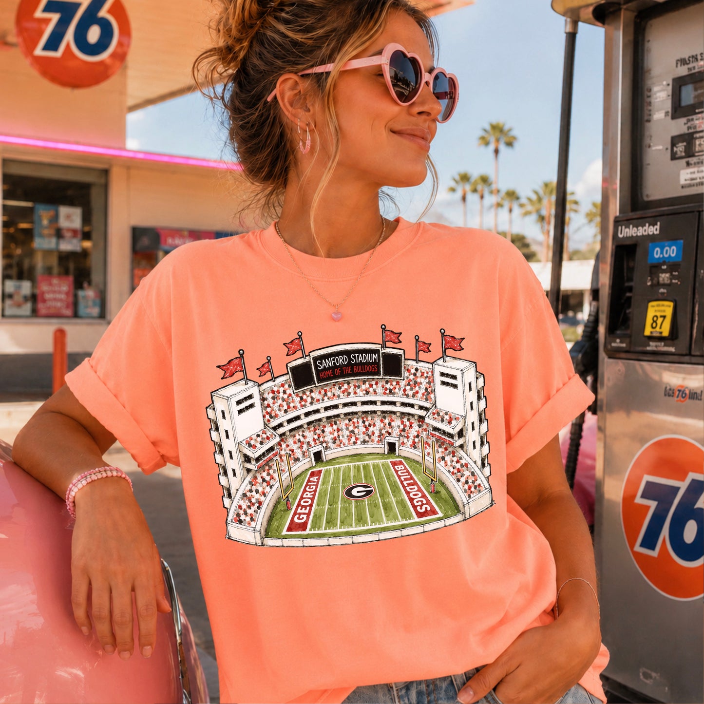 Red & Black College Stadium Comfort Color Graphic Tee