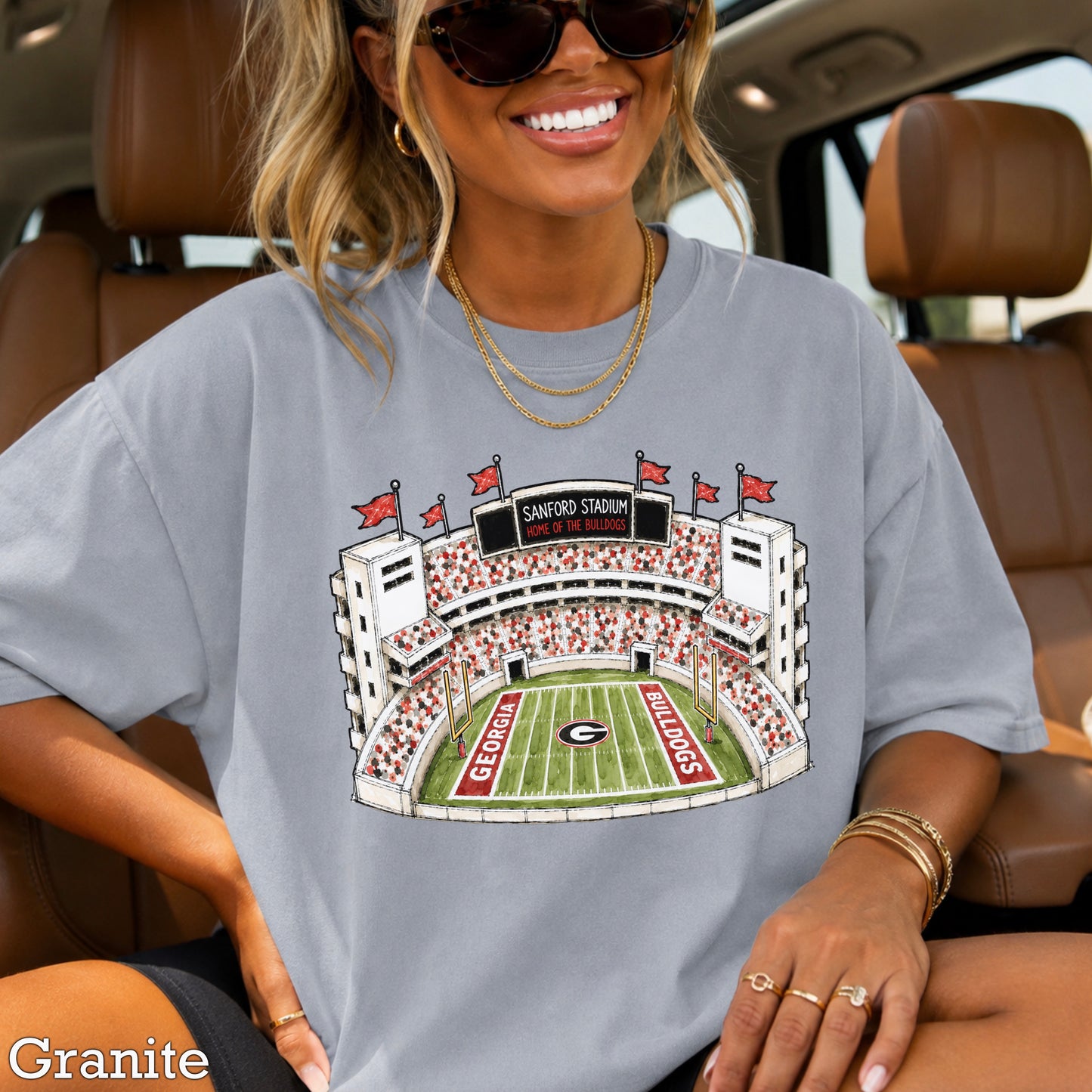 Red & Black College Stadium Comfort Color Graphic Tee