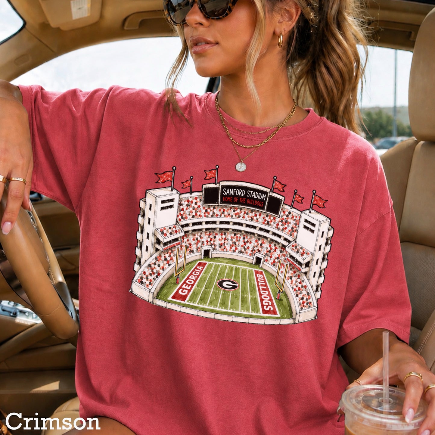 Red & Black College Stadium Comfort Color Graphic Tee