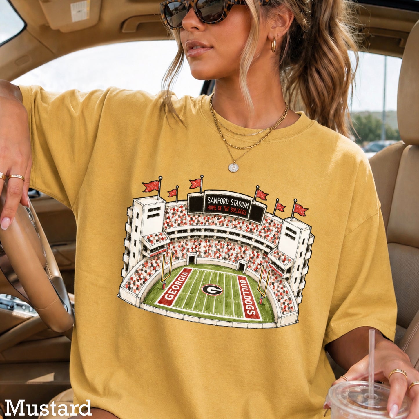 Red & Black College Stadium Comfort Color Graphic Tee