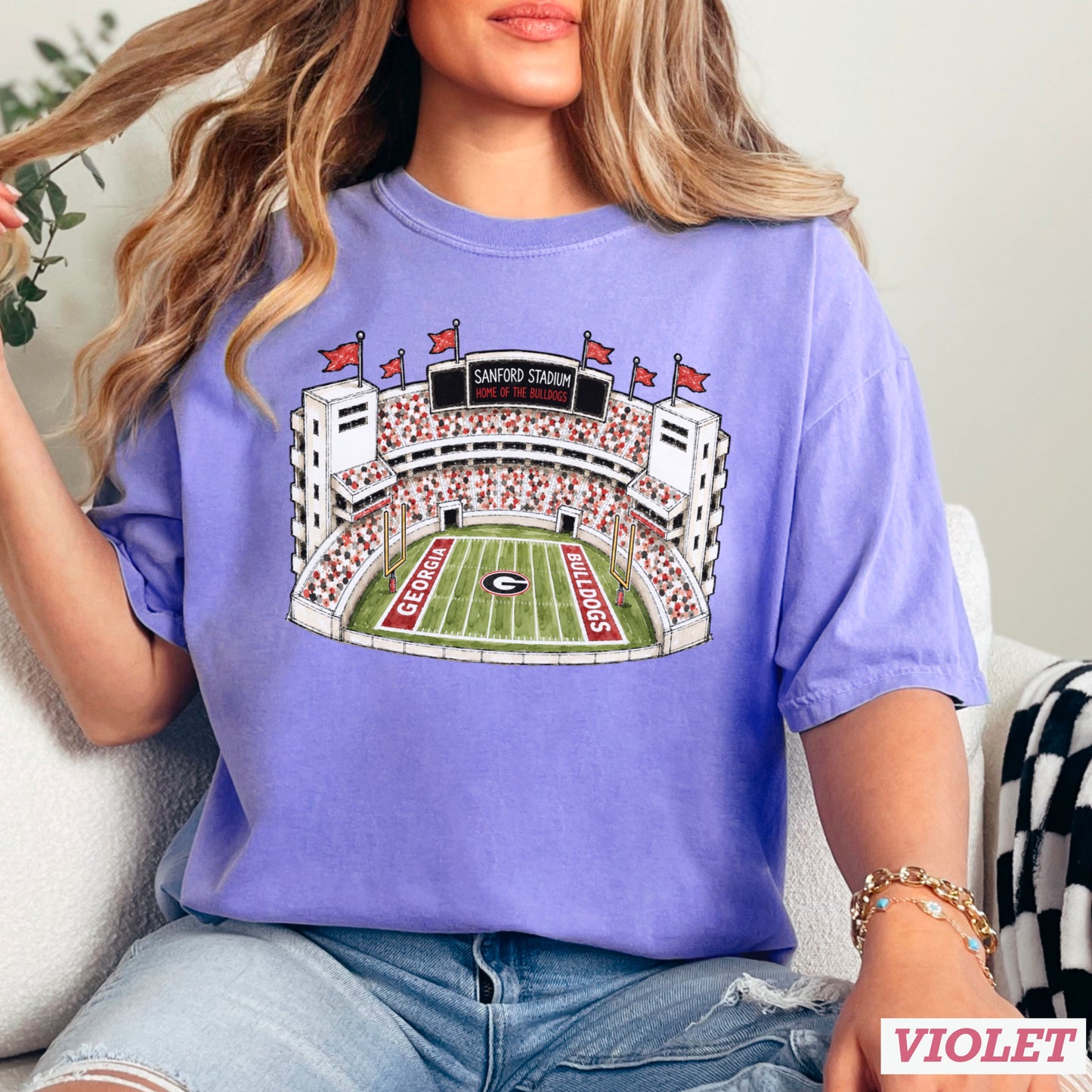 Red & Black College Stadium Comfort Color Graphic Tee