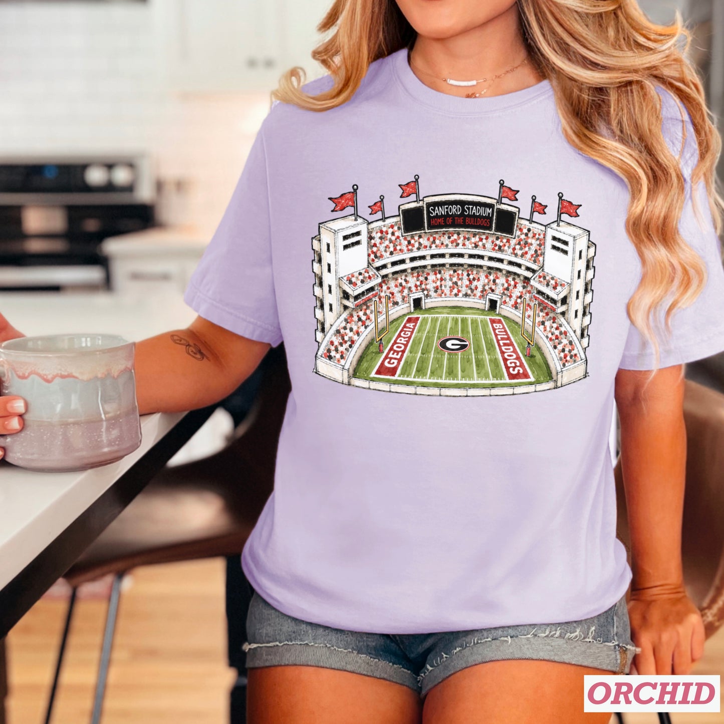 Red & Black College Stadium Comfort Color Graphic Tee
