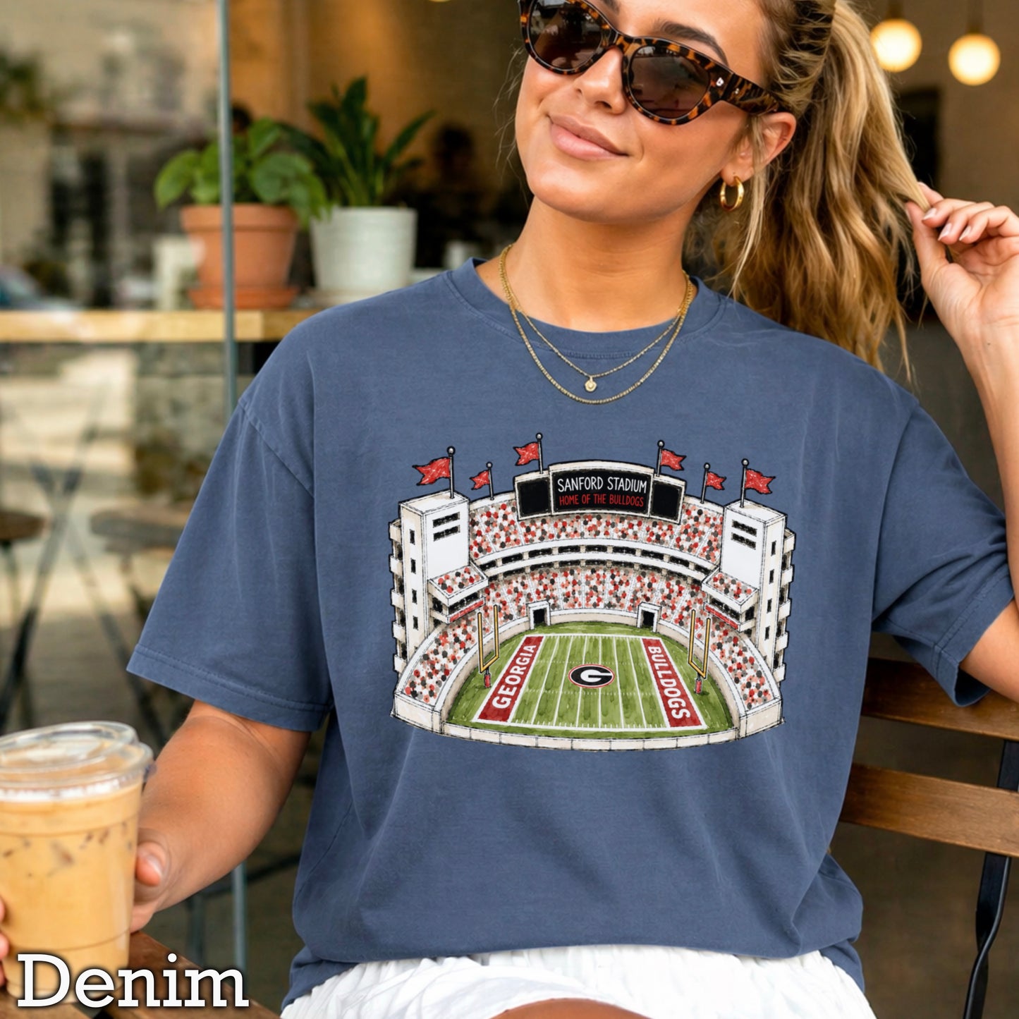 Red & Black College Stadium Comfort Color Graphic Tee