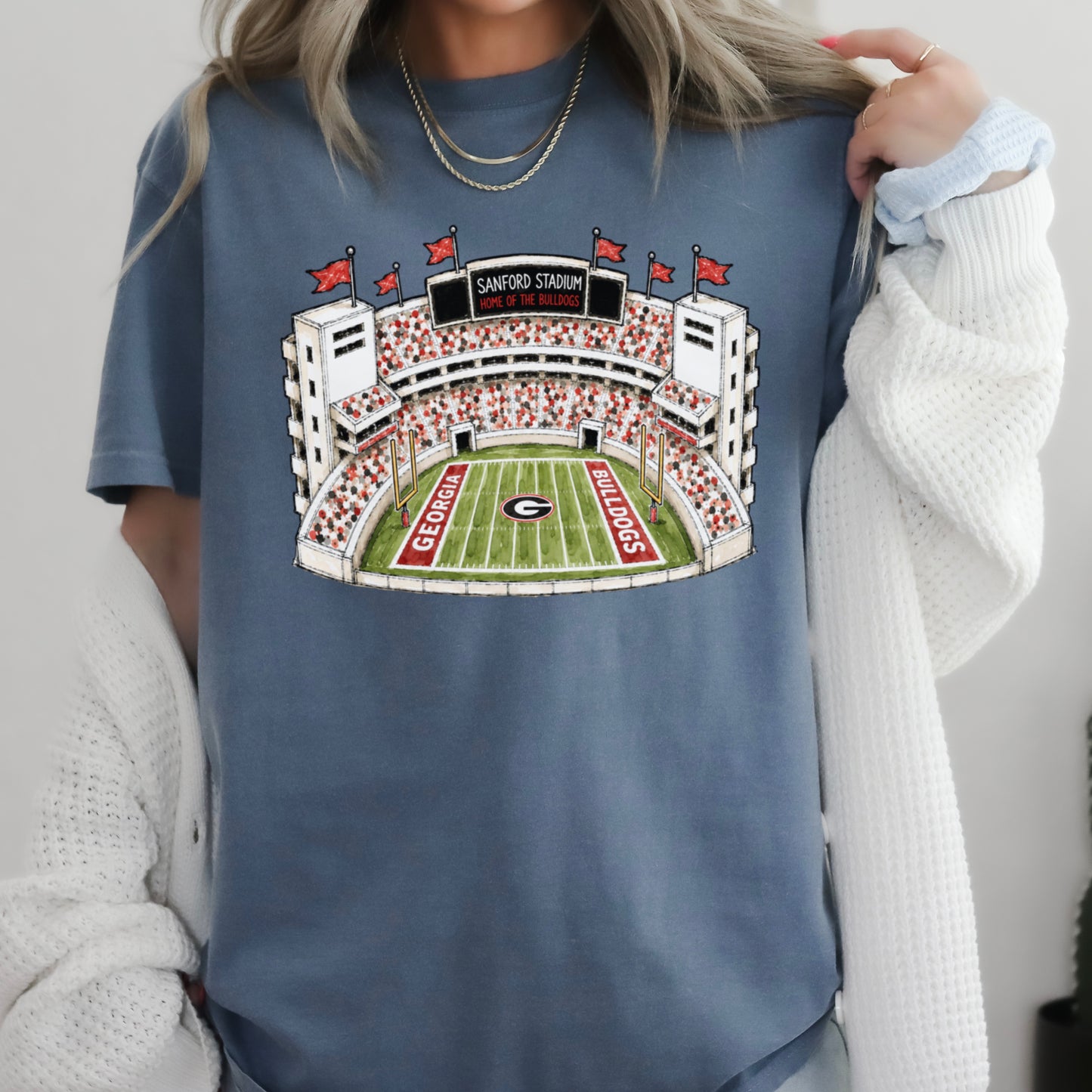 Red & Black College Stadium Comfort Color Graphic Tee