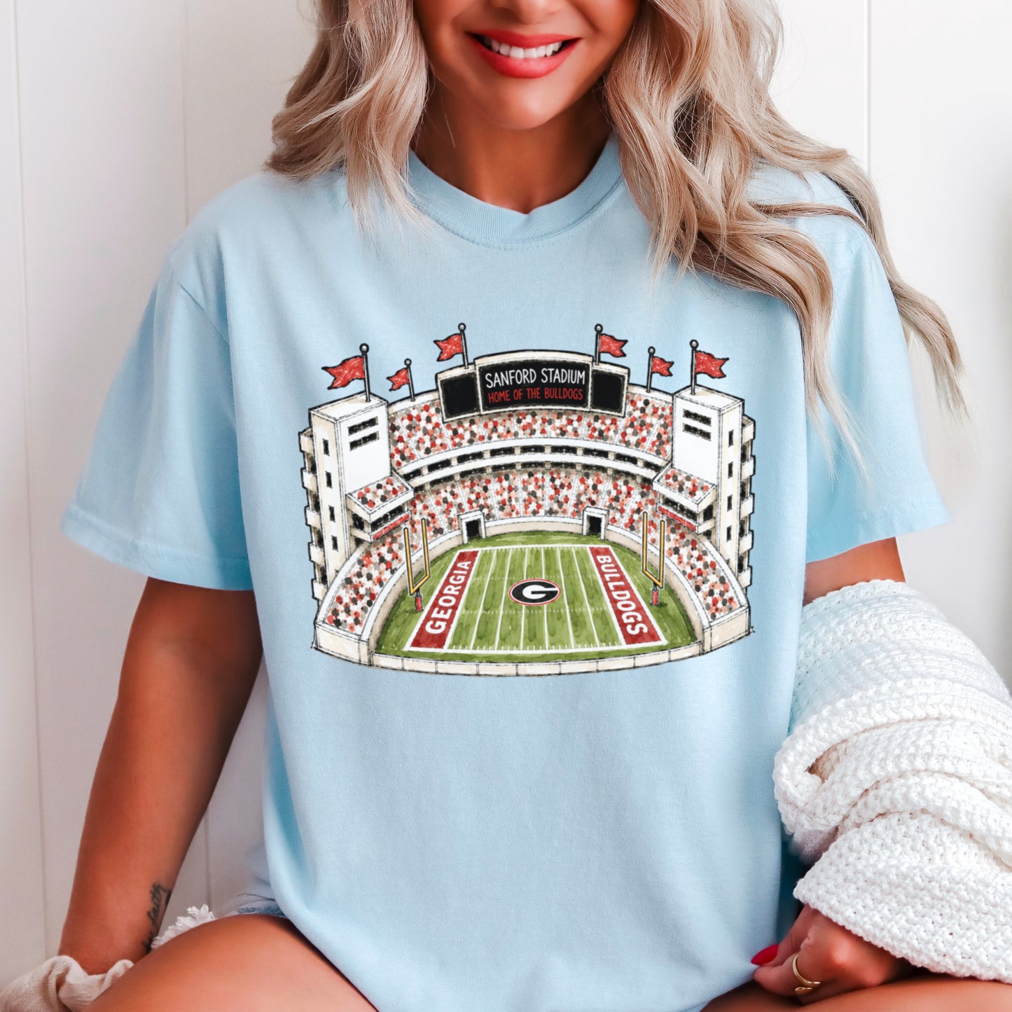 Red & Black College Stadium Comfort Color Graphic Tee