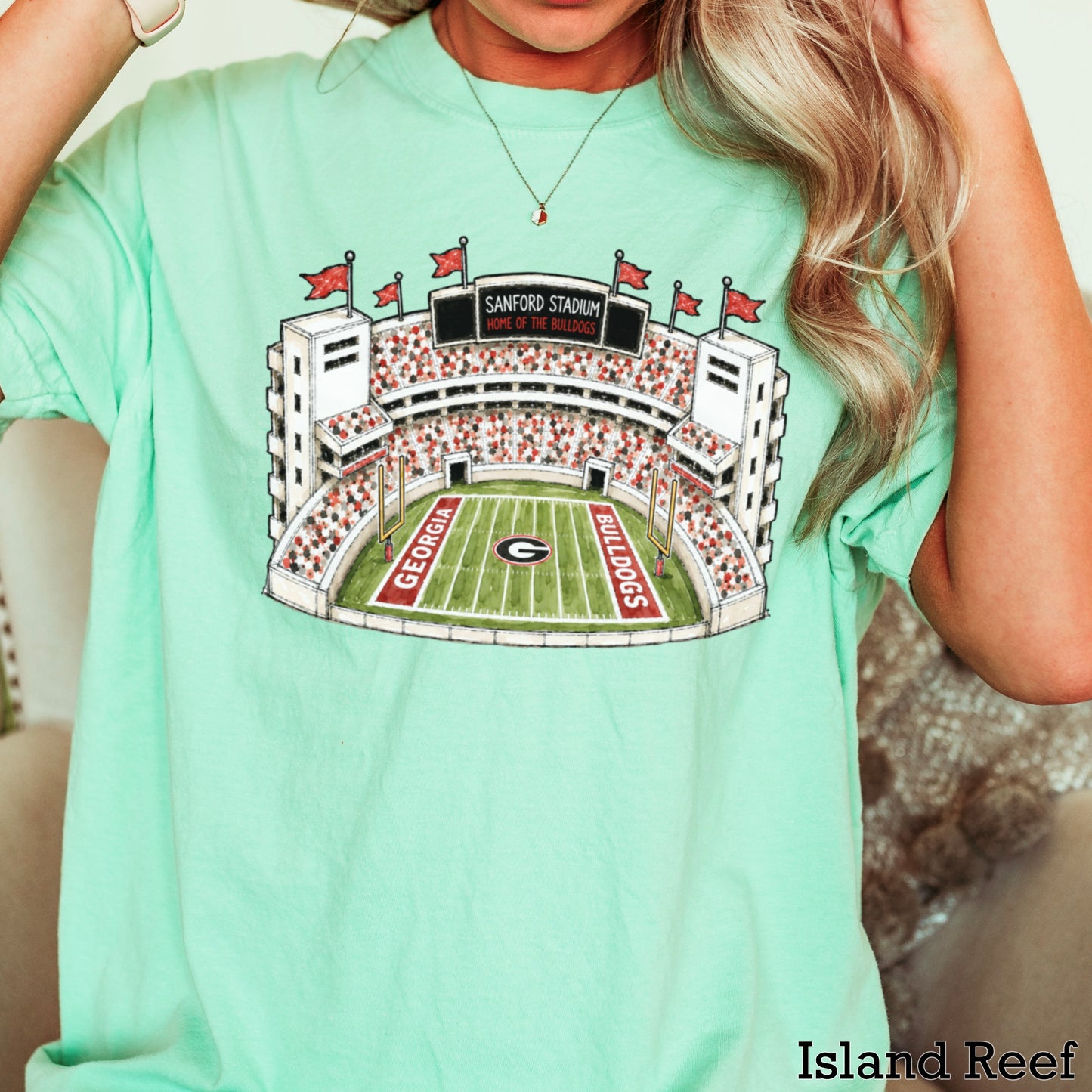 Red & Black College Stadium Comfort Color Graphic Tee