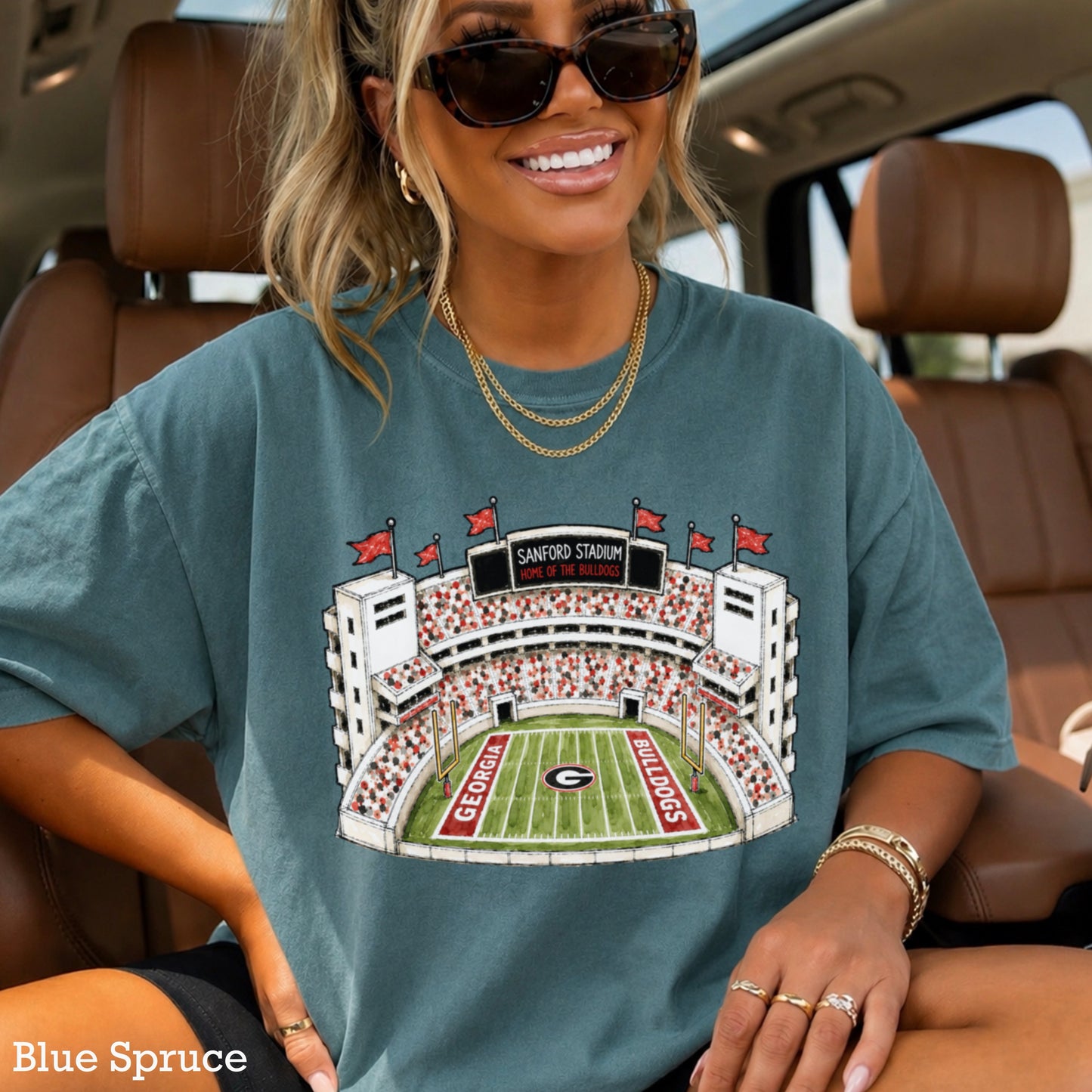 Red & Black College Stadium Comfort Color Graphic Tee