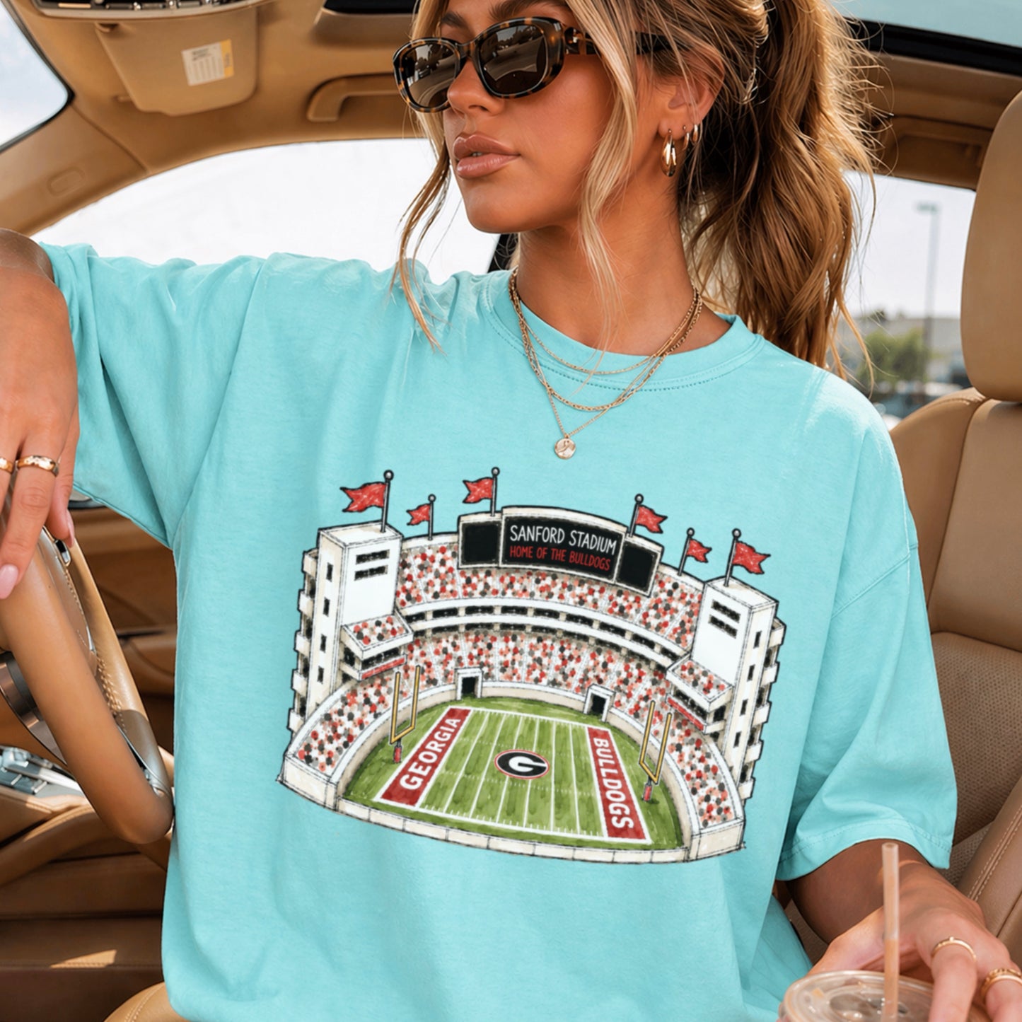 Red & Black College Stadium Comfort Color Graphic Tee