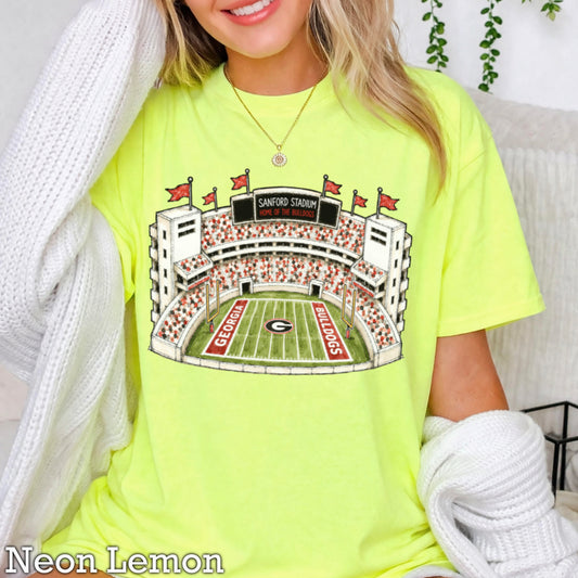 Red & Black College Stadium Comfort Color Graphic Tee