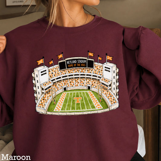 Orange & White College Stadium Crewneck Sweatshirt