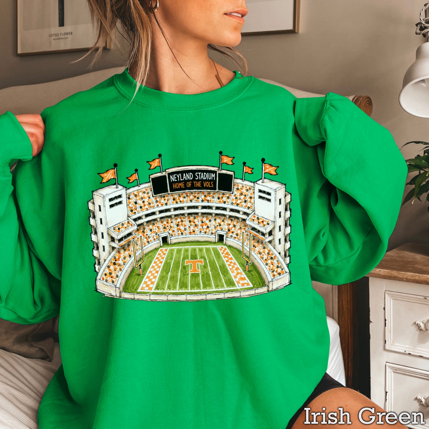 Orange & White College Stadium Crewneck Sweatshirt