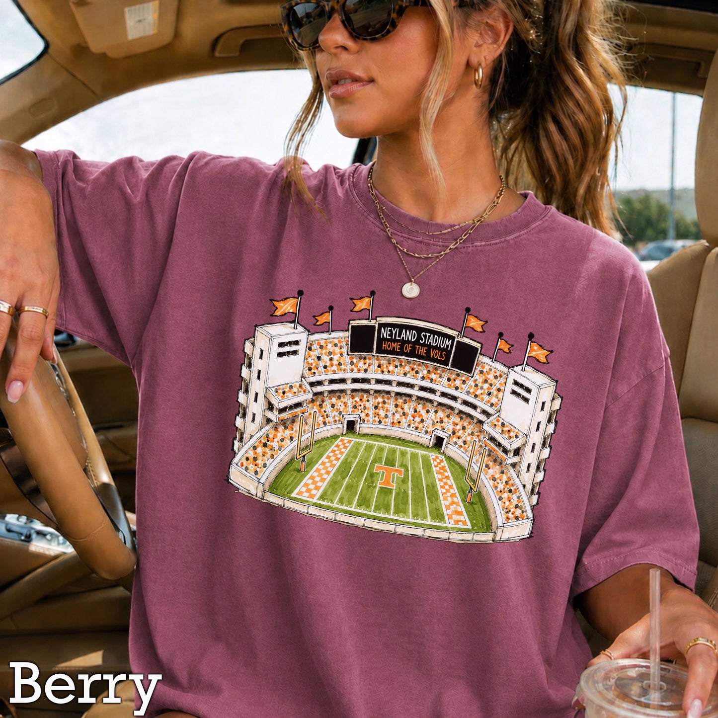 Orange & White College Stadium Comfort Color Graphic Tee