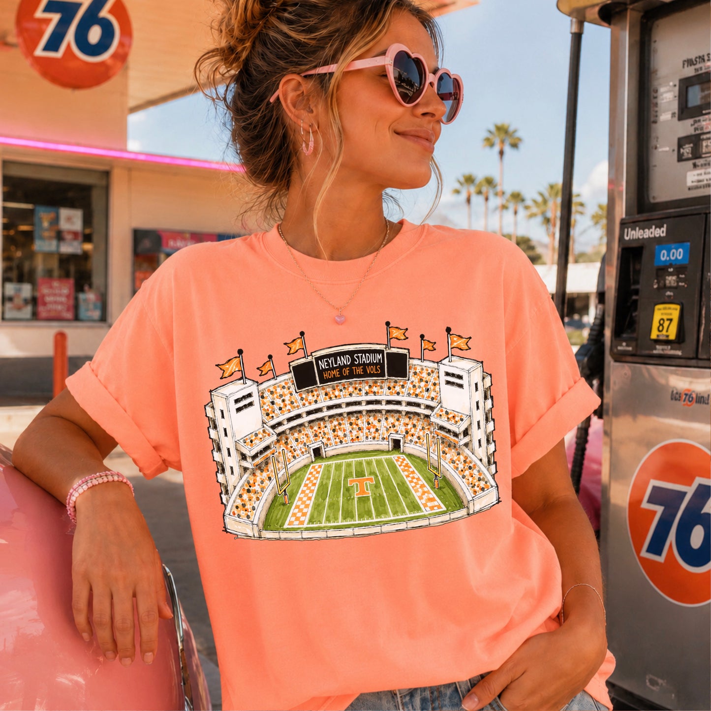 Orange & White College Stadium Comfort Color Graphic Tee