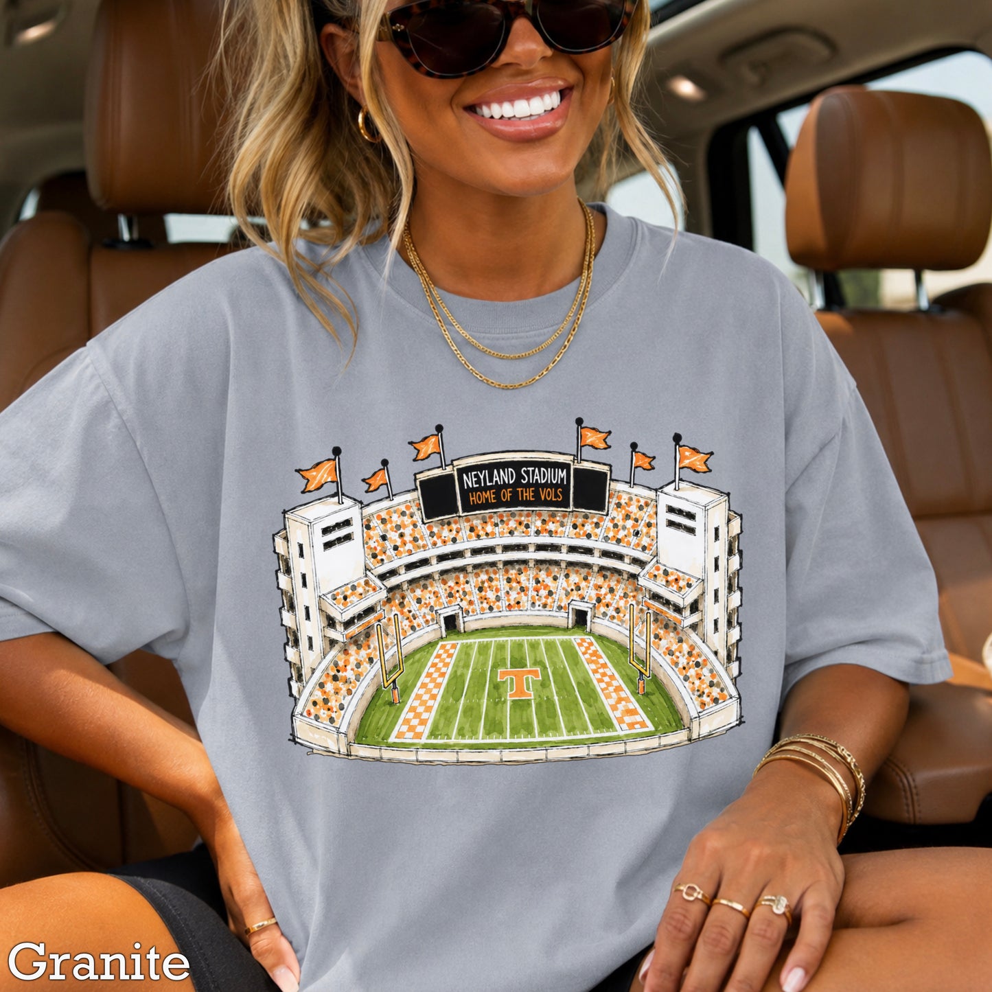 Orange & White College Stadium Comfort Color Graphic Tee