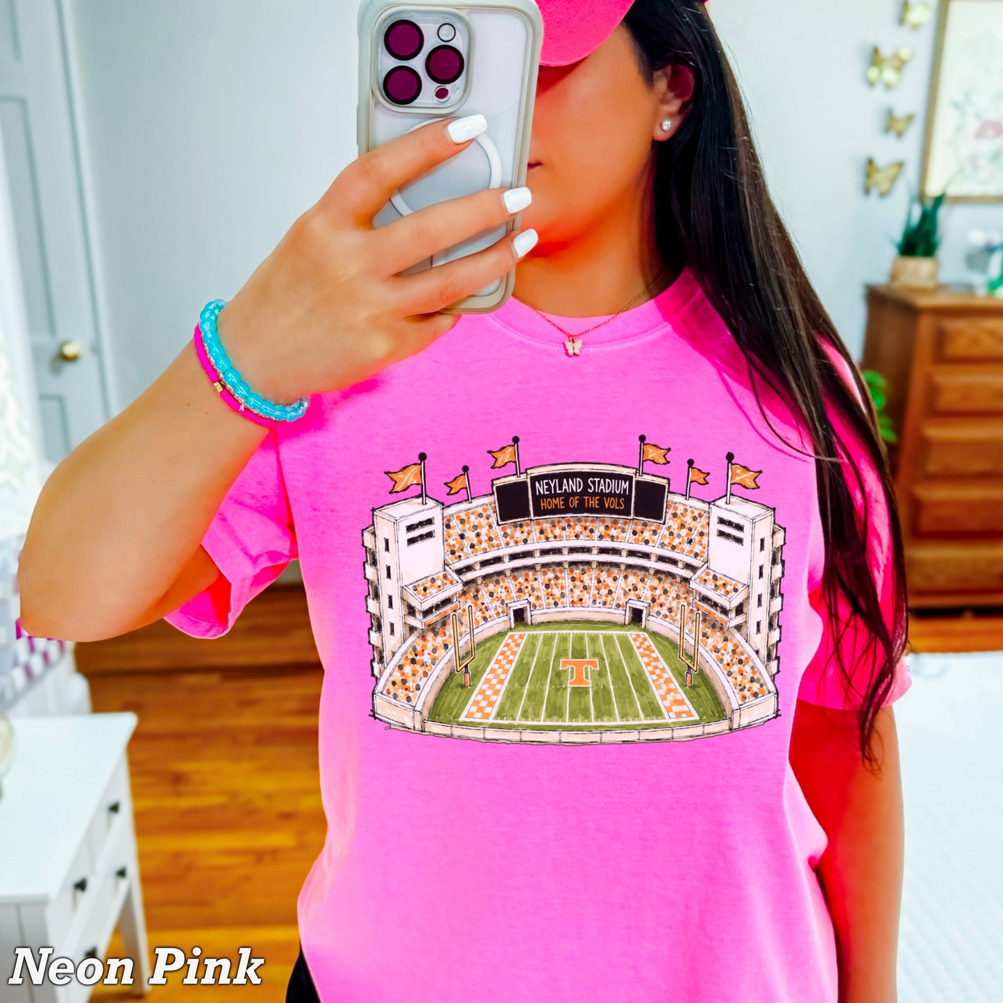 Orange & White College Stadium Comfort Color Graphic Tee