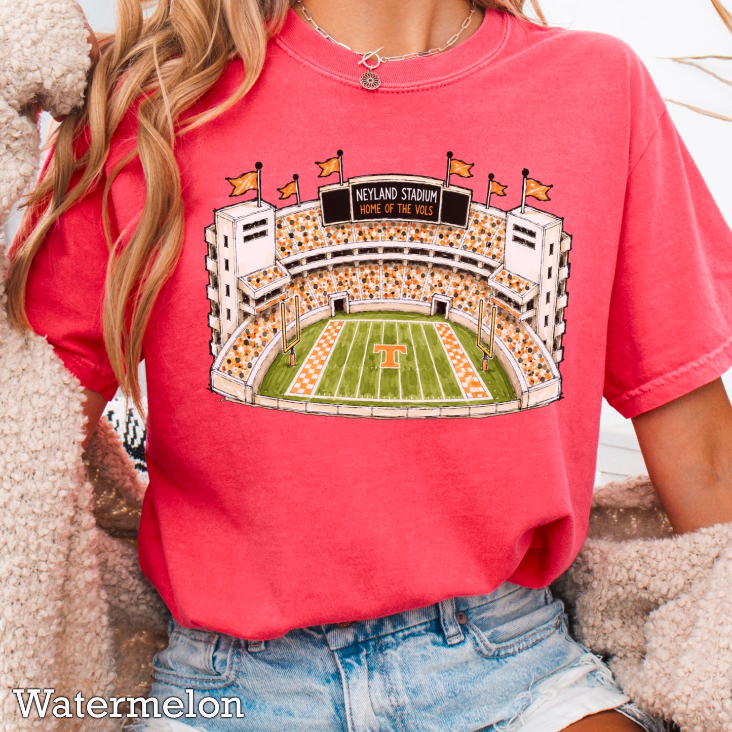 Orange & White College Stadium Comfort Color Graphic Tee