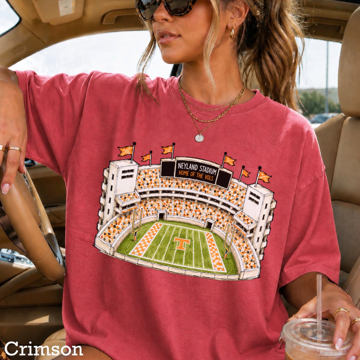 Orange & White College Stadium Comfort Color Graphic Tee