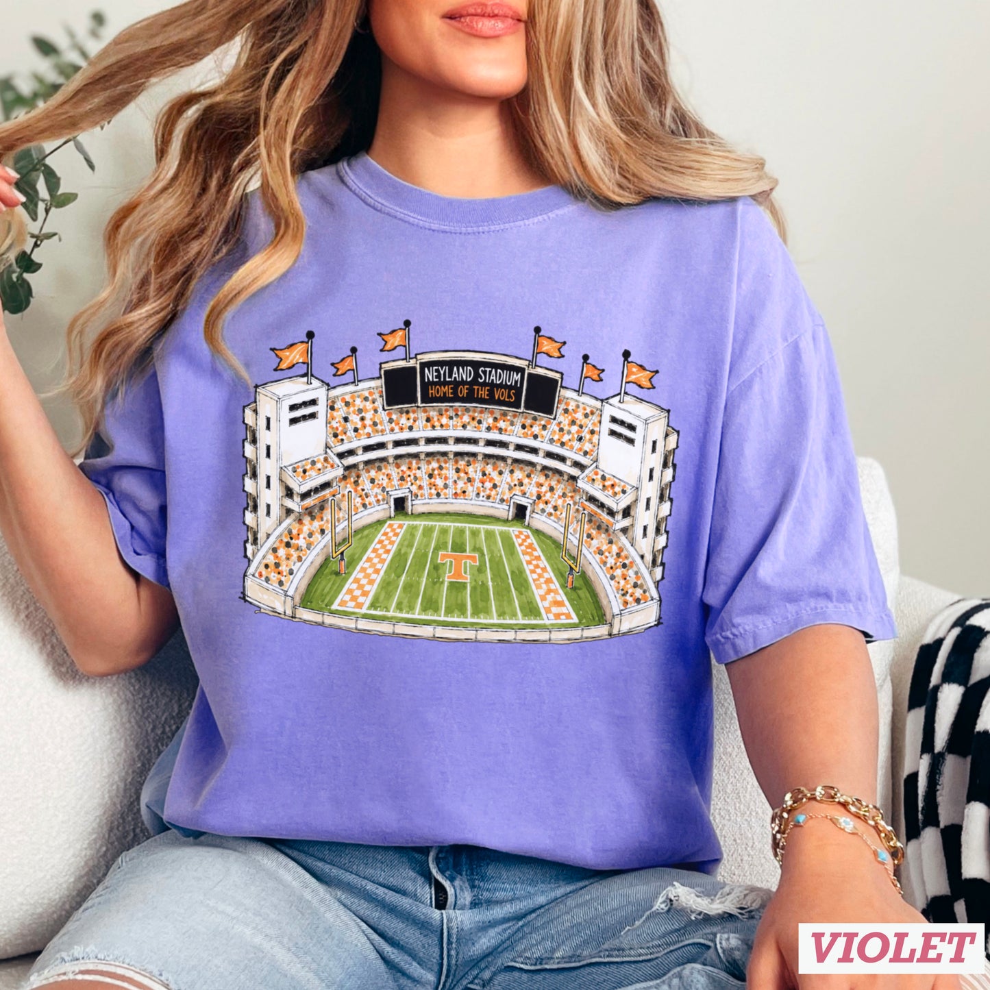 Orange & White College Stadium Comfort Color Graphic Tee