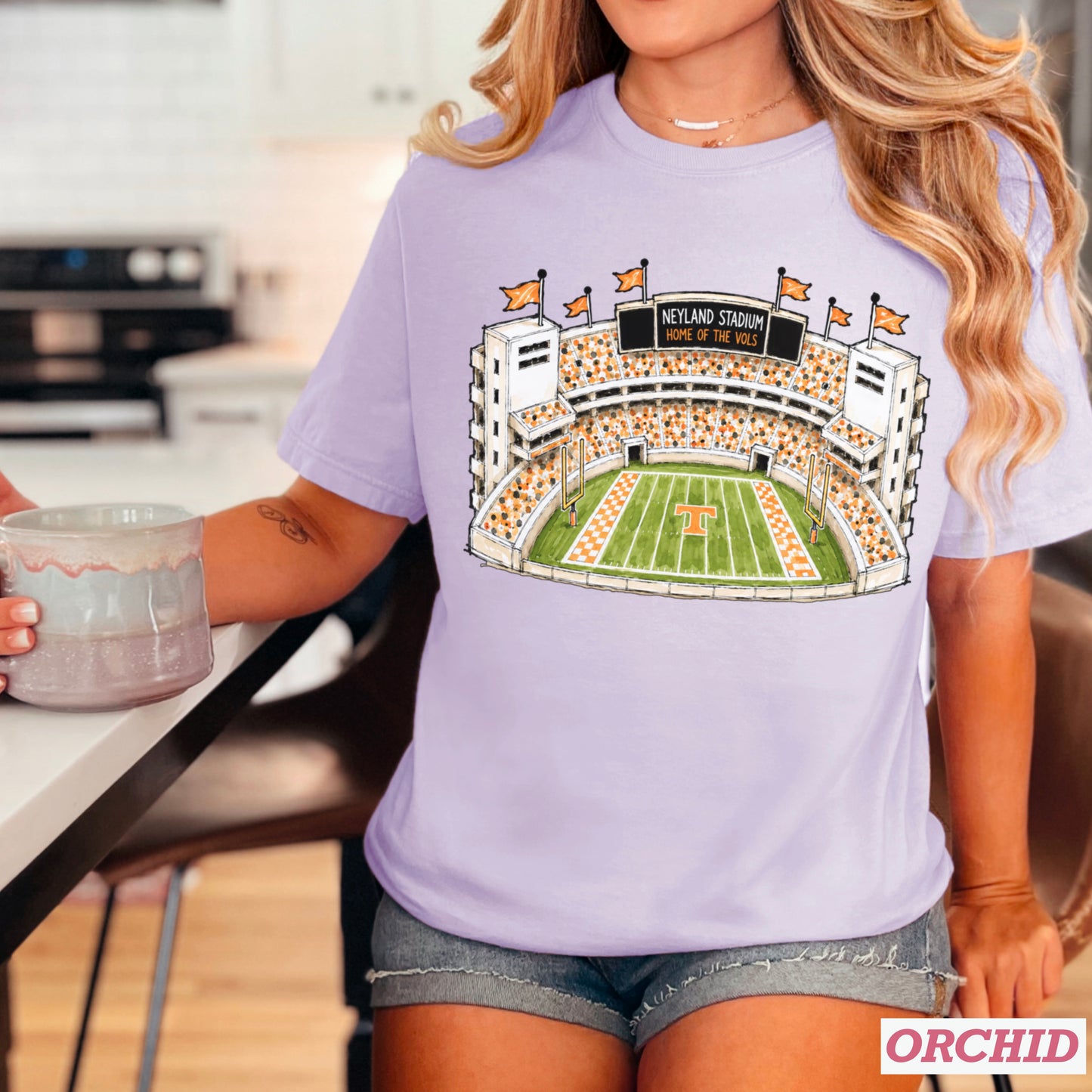 Orange & White College Stadium Comfort Color Graphic Tee