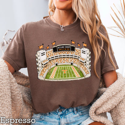 Orange & White College Stadium Comfort Color Graphic Tee