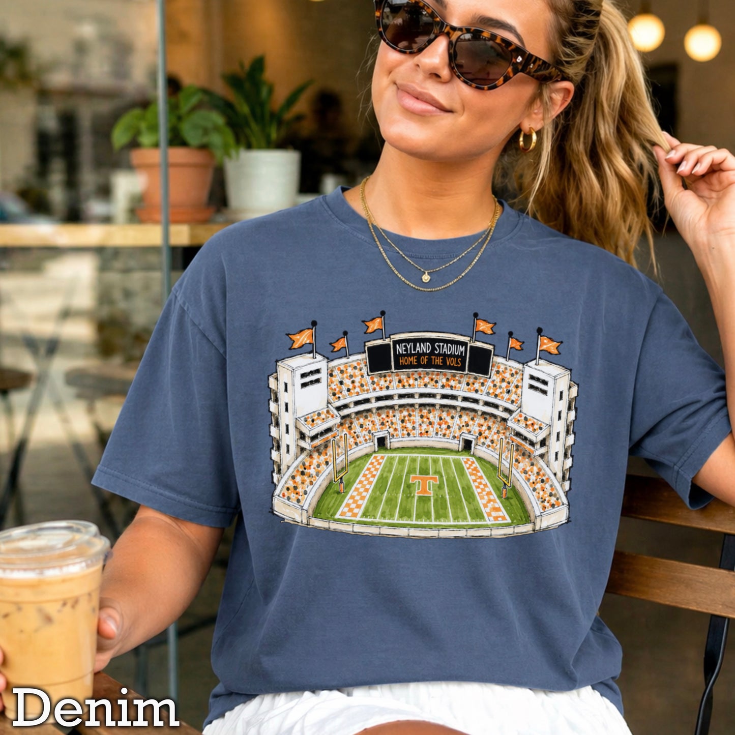 Orange & White College Stadium Comfort Color Graphic Tee