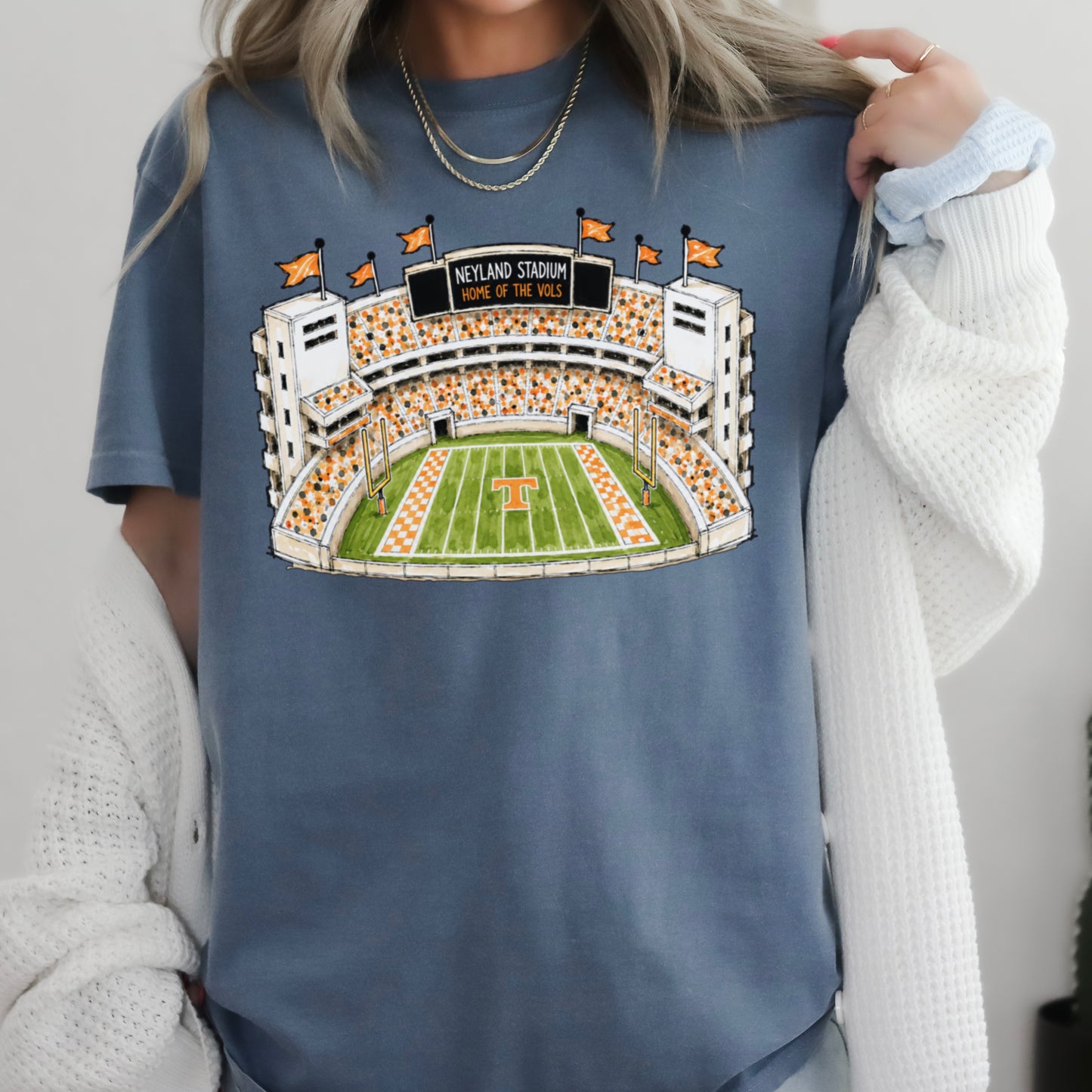 Orange & White College Stadium Comfort Color Graphic Tee