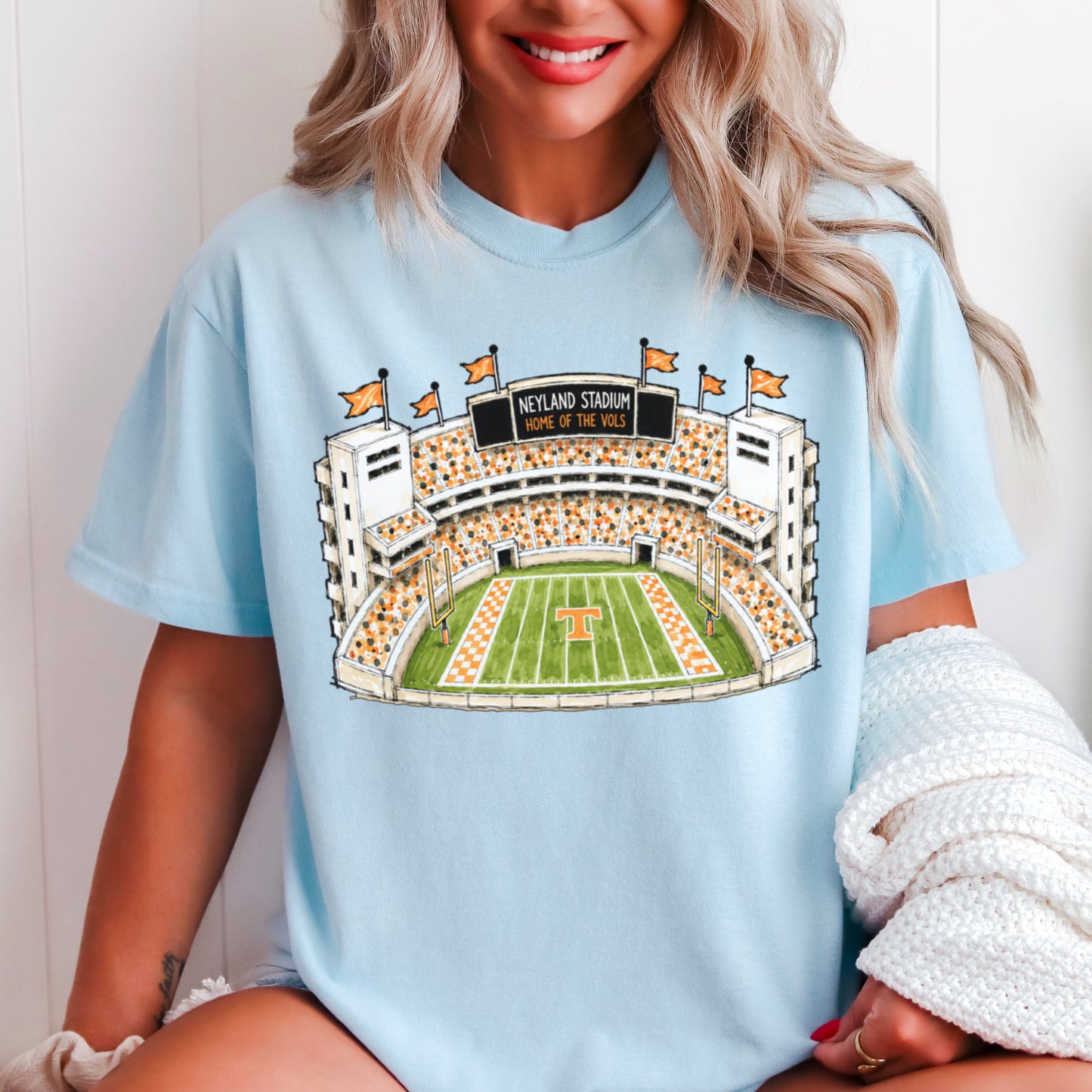 Orange & White College Stadium Comfort Color Graphic Tee