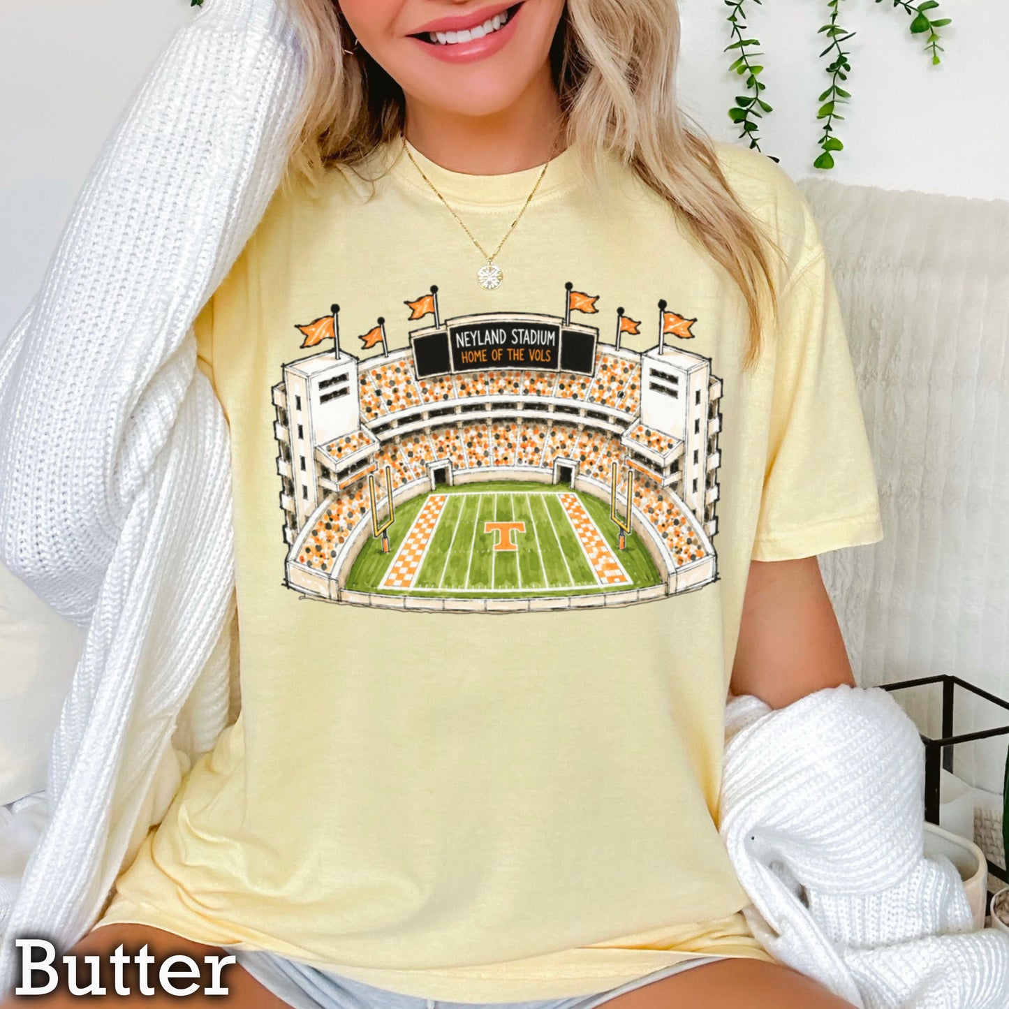 Orange & White College Stadium Comfort Color Graphic Tee