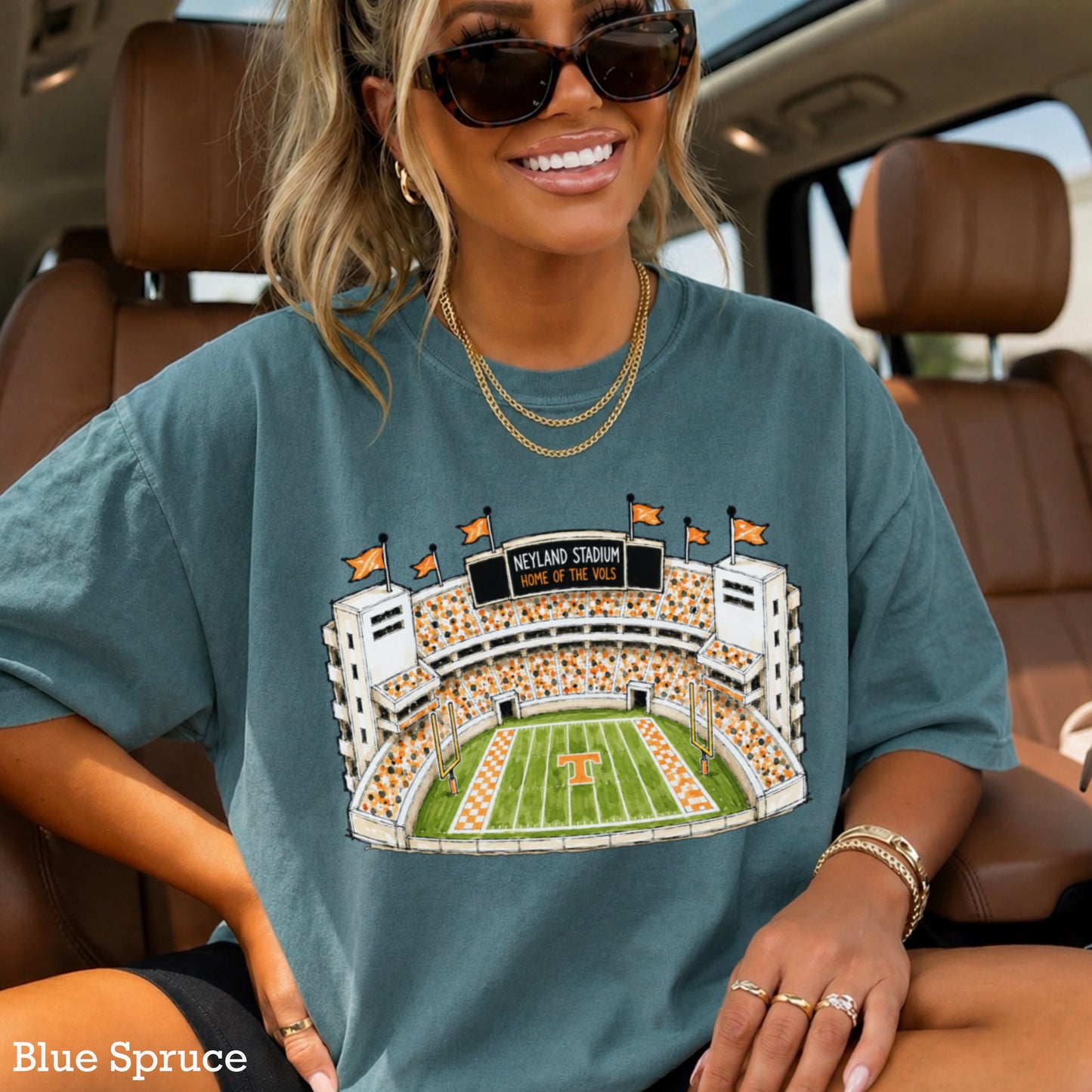 Orange & White College Stadium Comfort Color Graphic Tee