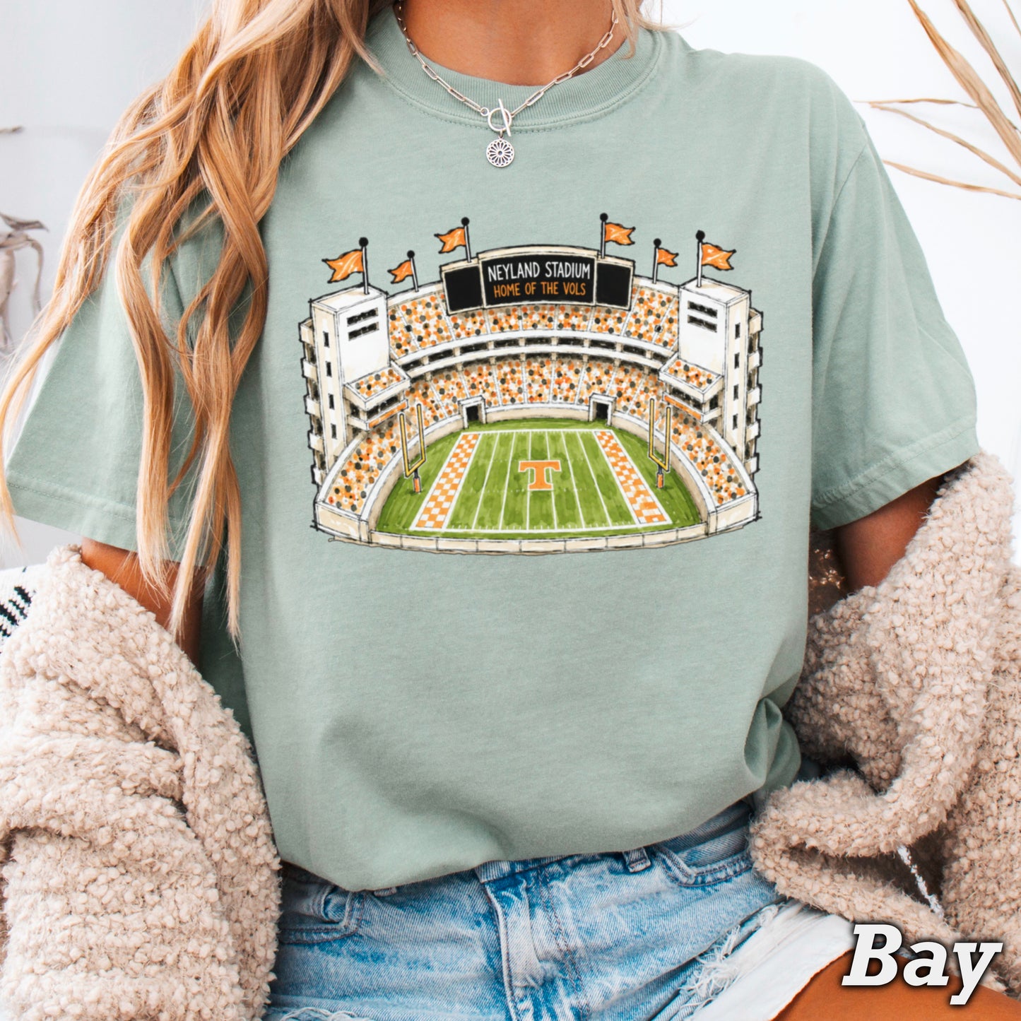 Orange & White College Stadium Comfort Color Graphic Tee