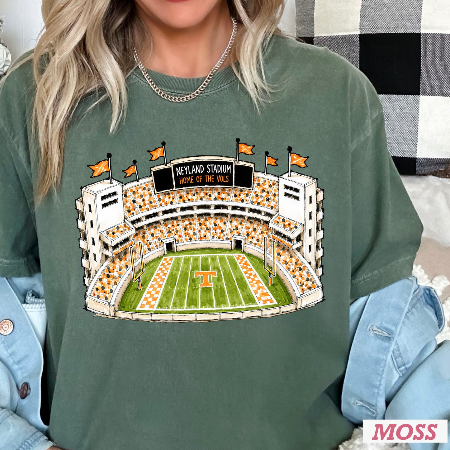 Orange & White College Stadium Comfort Color Graphic Tee