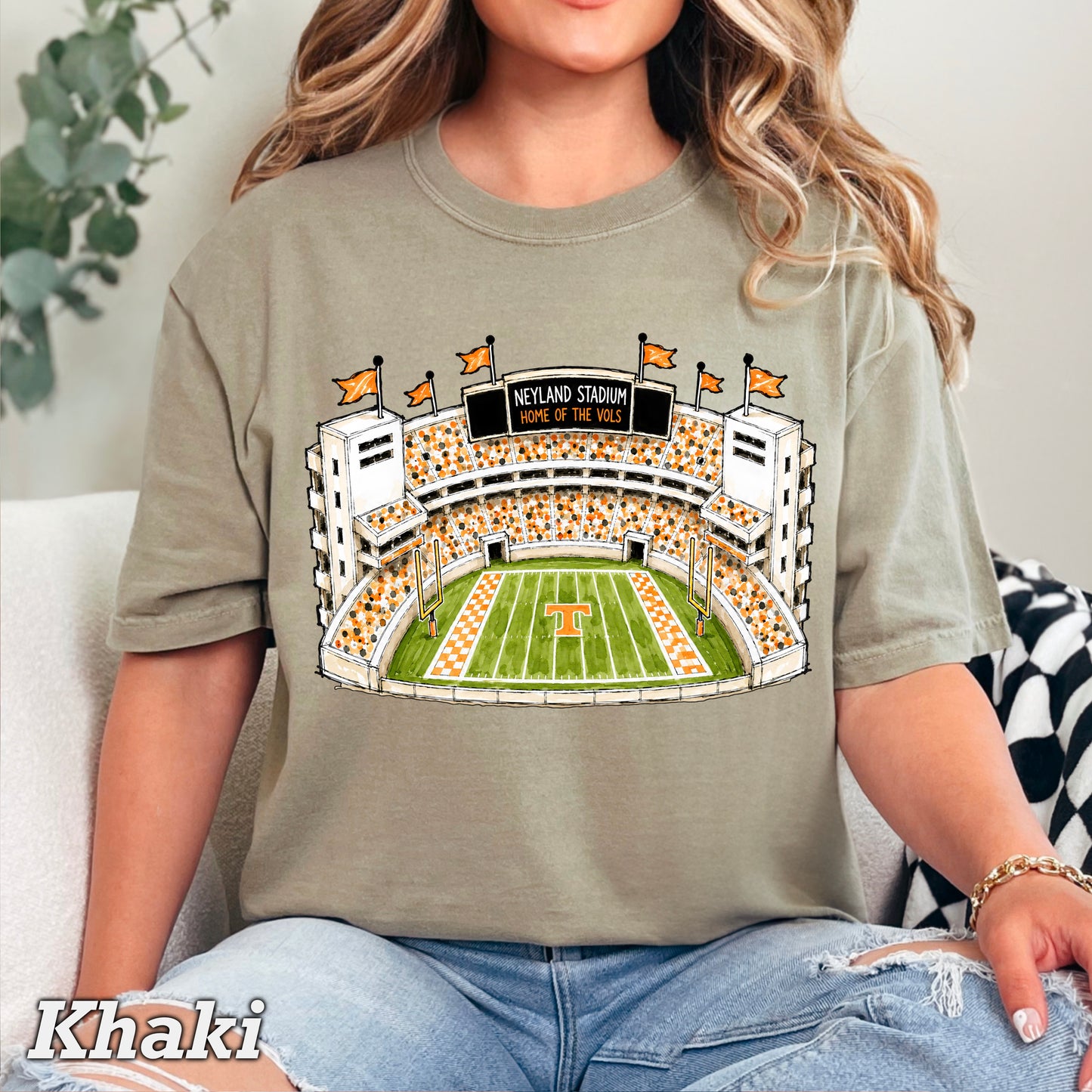 Orange & White College Stadium Comfort Color Graphic Tee