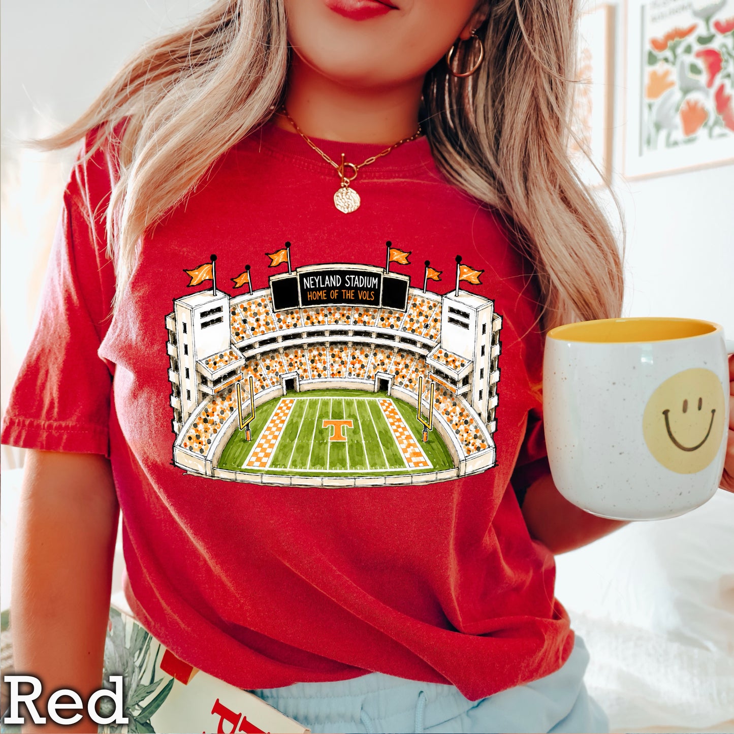 Orange & White College Stadium Comfort Color Graphic Tee