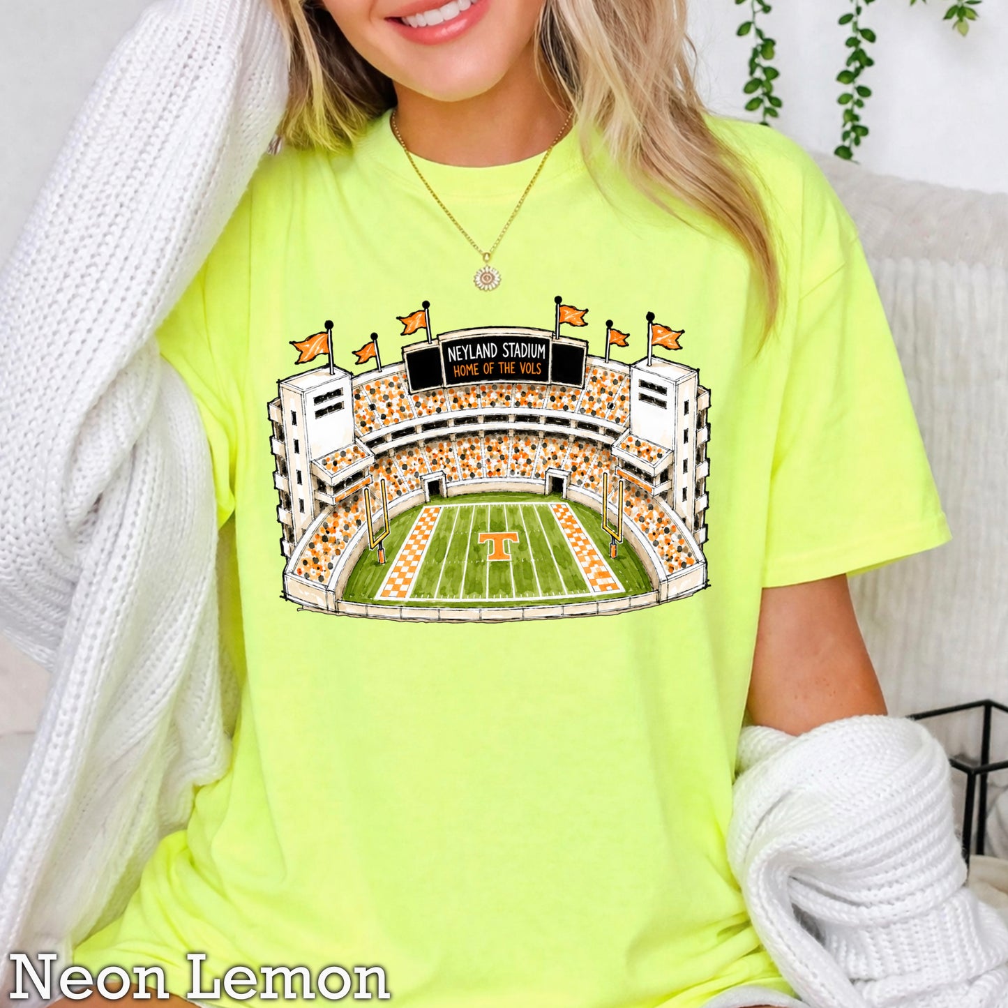 Orange & White College Stadium Comfort Color Graphic Tee
