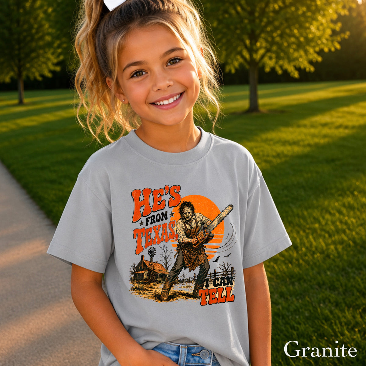 He’s From Texas Halloween Youth Comfort Color T-Shirt