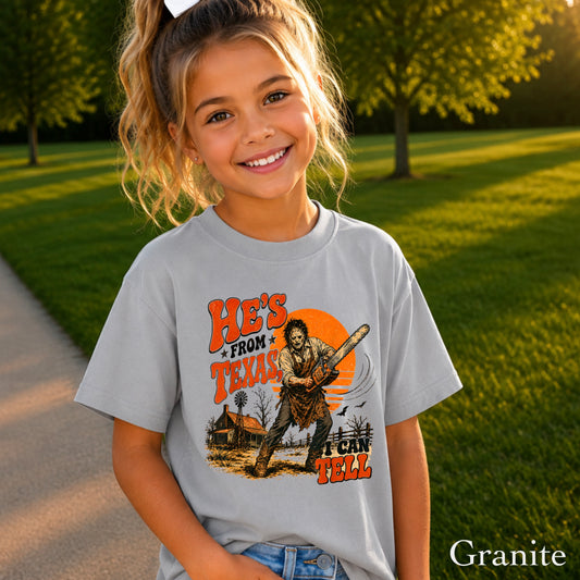 He’s From Texas Halloween Youth Comfort Color T-Shirt