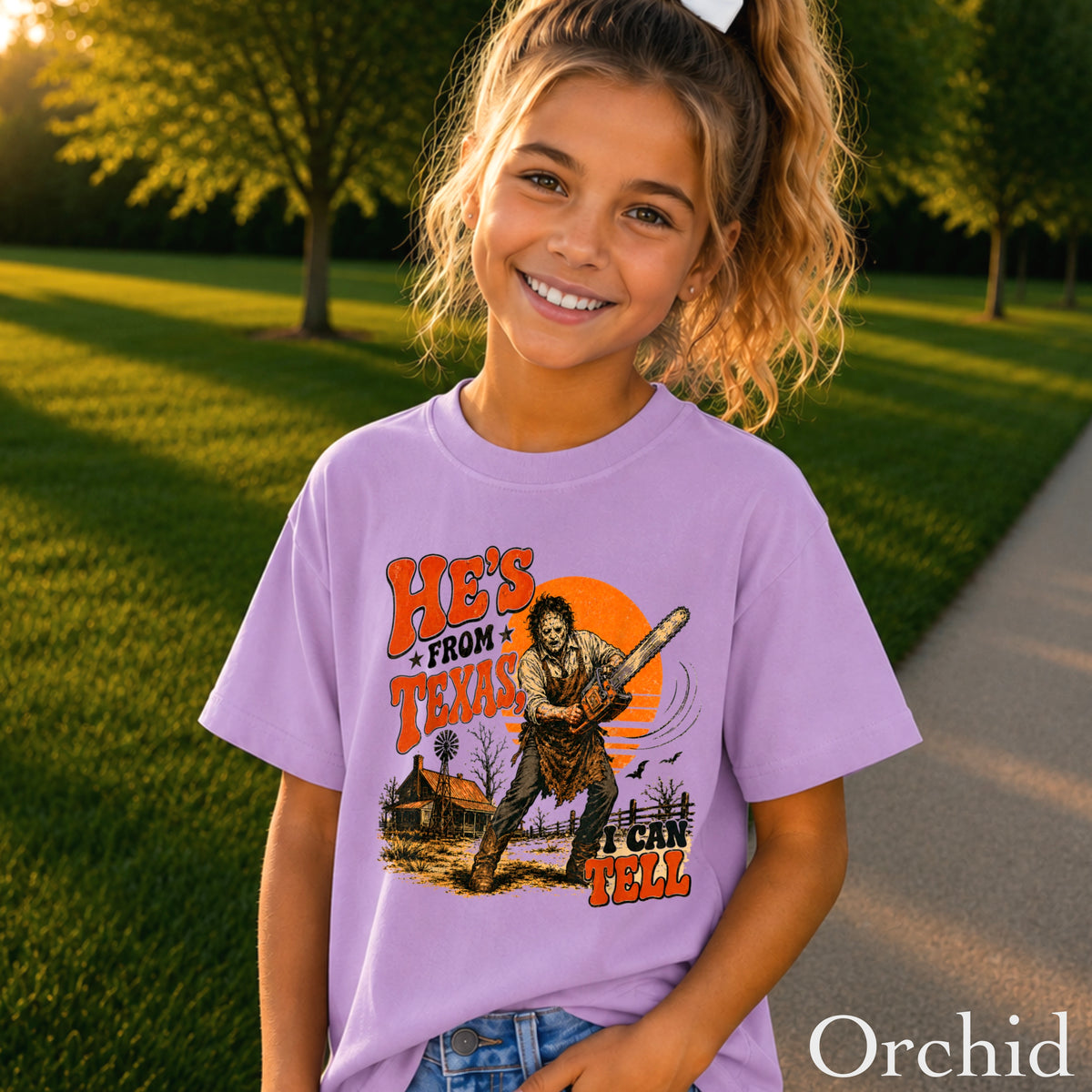 He’s From Texas Halloween Youth Comfort Color T-Shirt