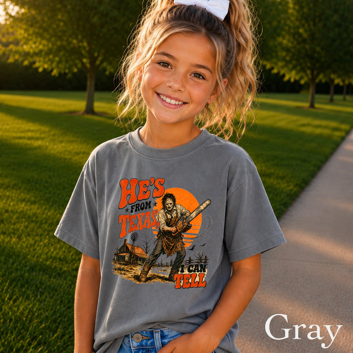 He’s From Texas Halloween Youth Comfort Color T-Shirt