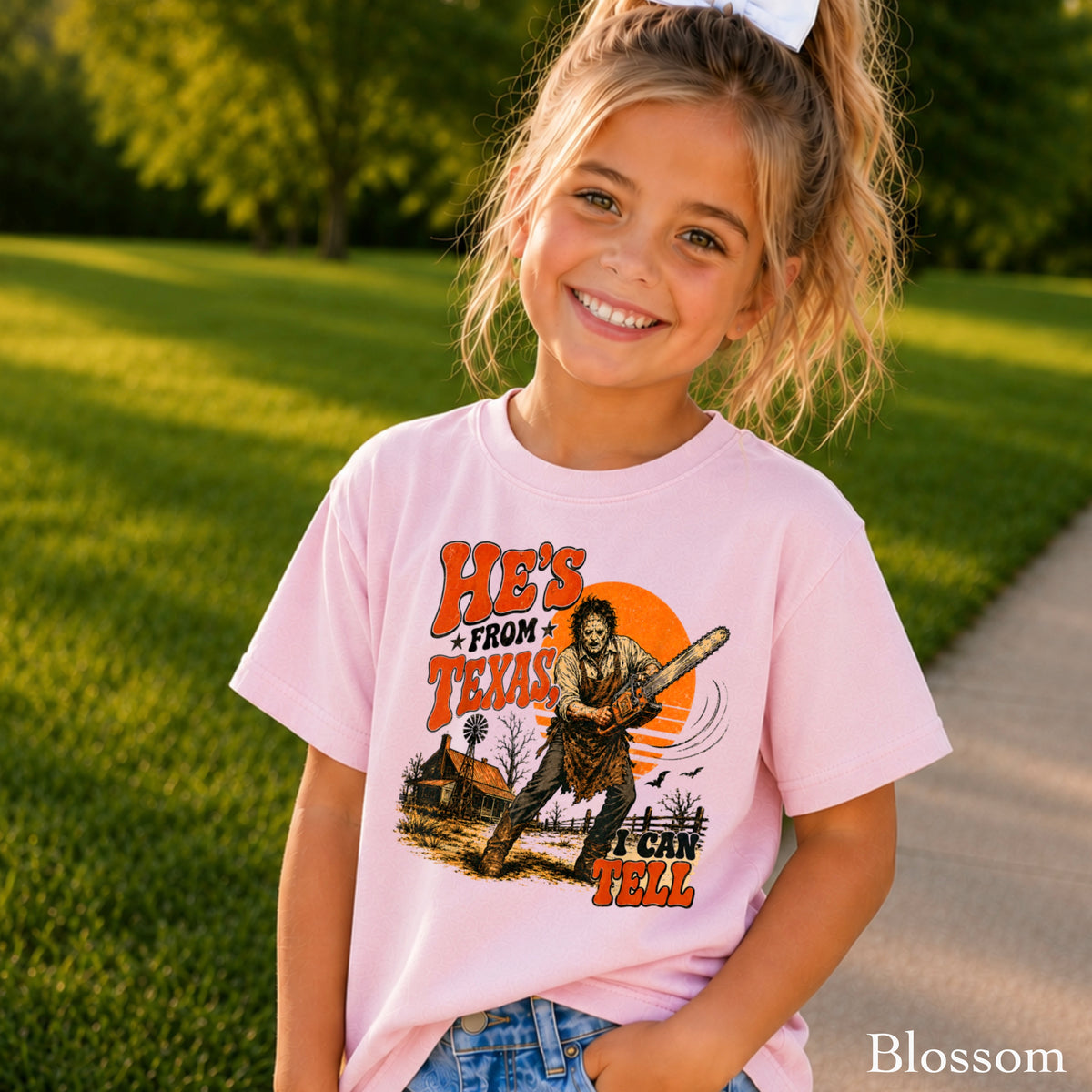 He’s From Texas Halloween Youth Comfort Color T-Shirt