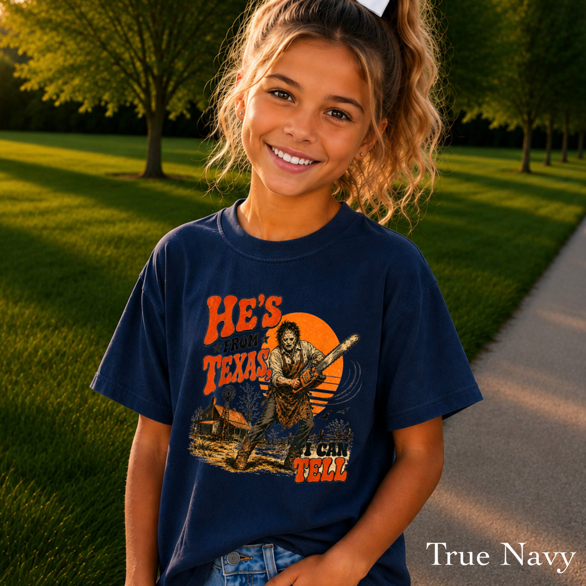 He’s From Texas Halloween Youth Comfort Color T-Shirt