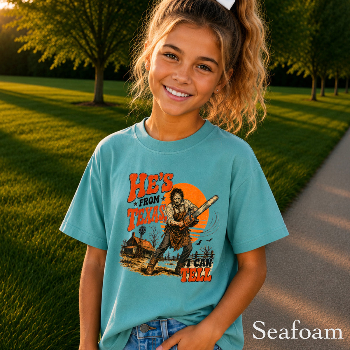 He’s From Texas Halloween Youth Comfort Color T-Shirt