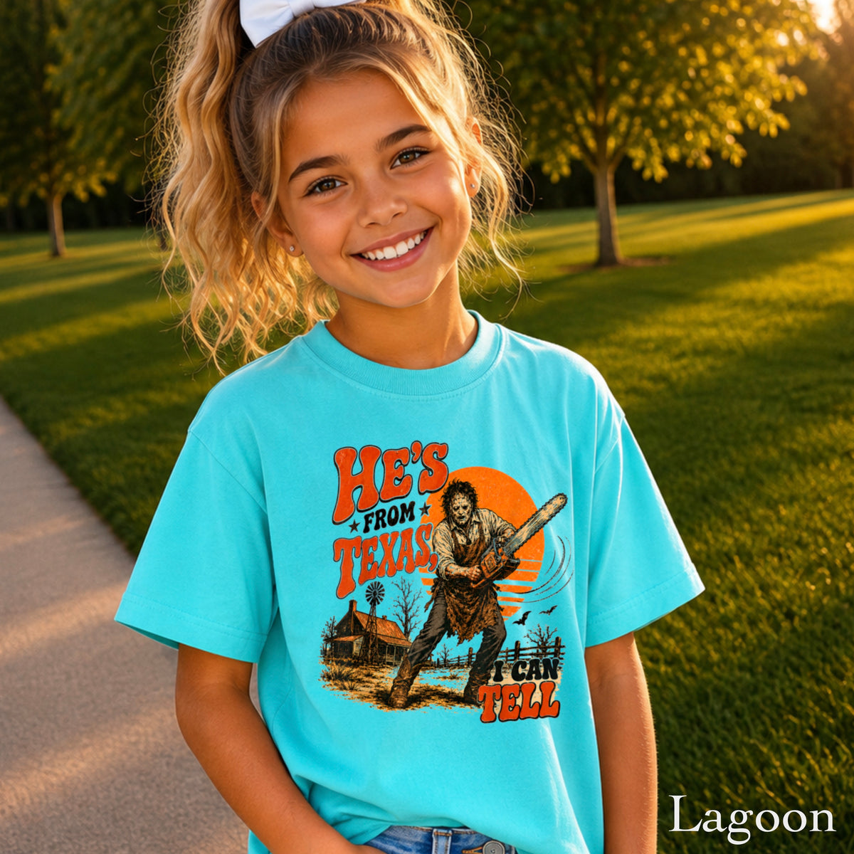 He’s From Texas Halloween Youth Comfort Color T-Shirt