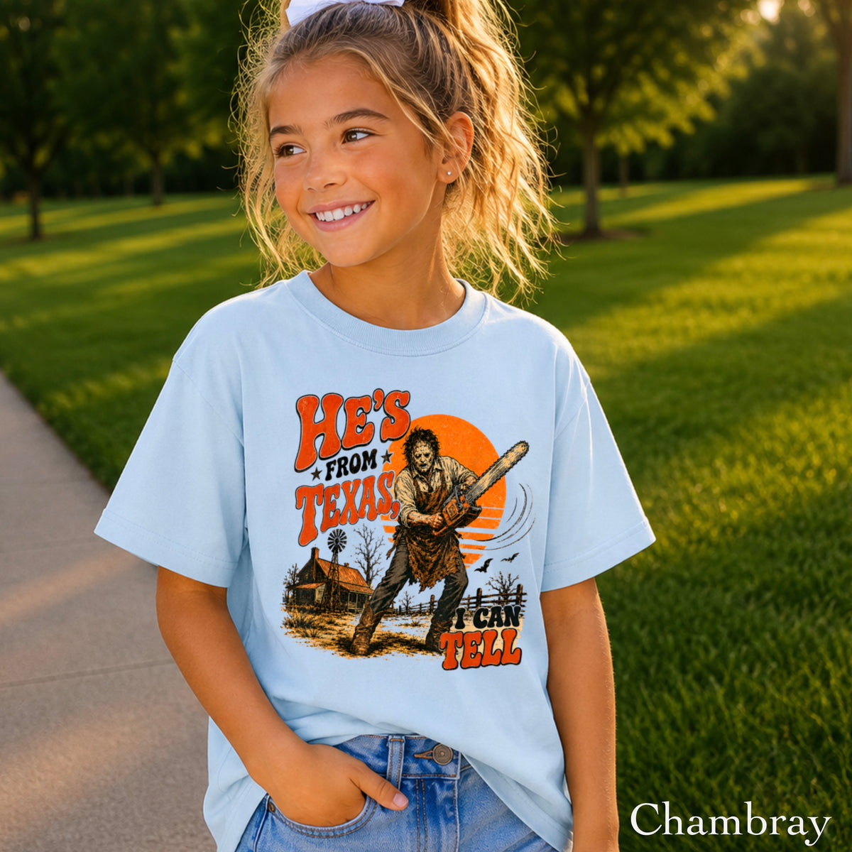 He’s From Texas Halloween Youth Comfort Color T-Shirt