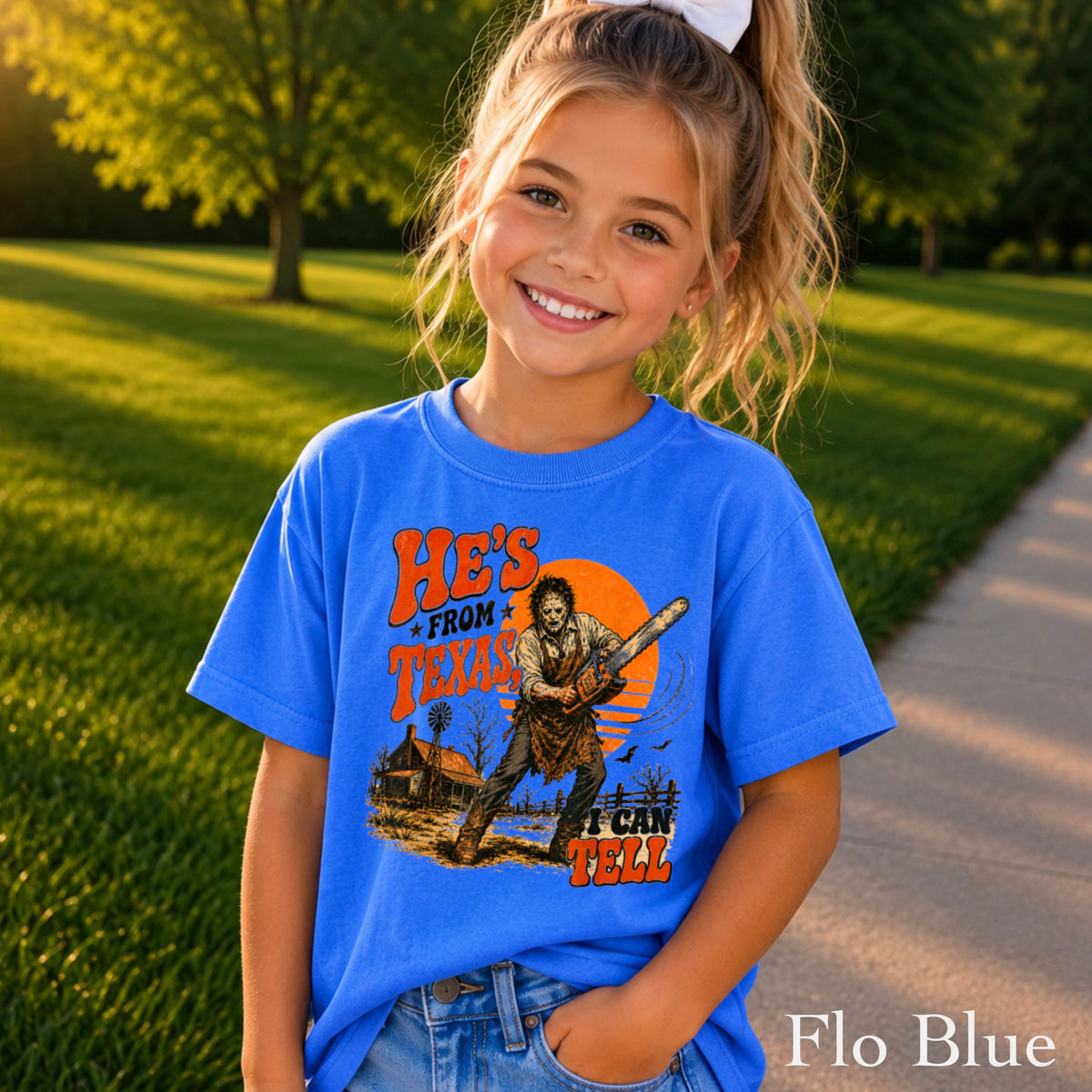 He’s From Texas Halloween Youth Comfort Color T-Shirt