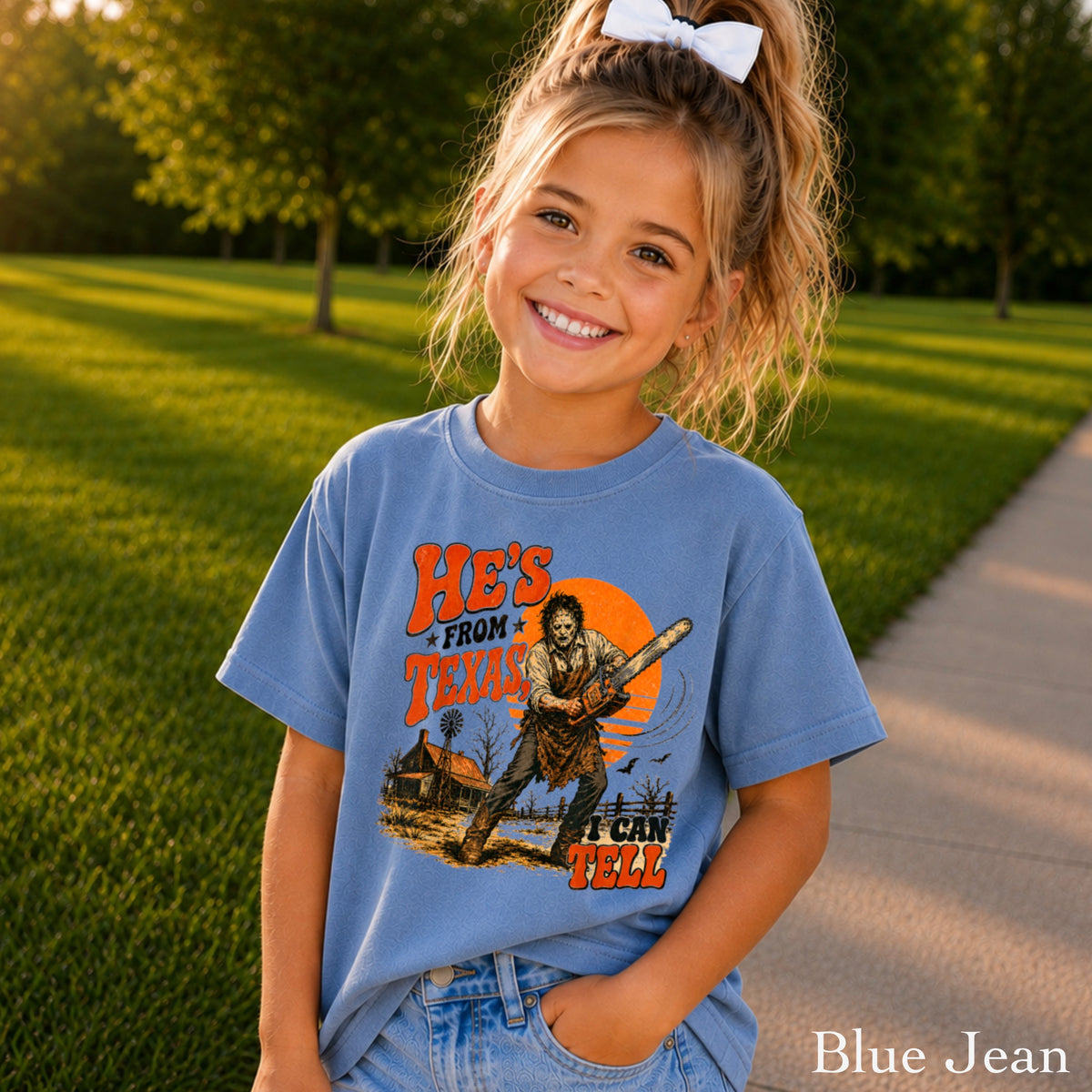 He’s From Texas Halloween Youth Comfort Color T-Shirt