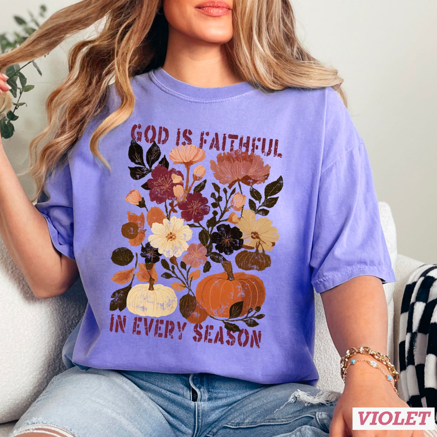 God Is Faithful In Every Season Comfort Color Graphic Tee