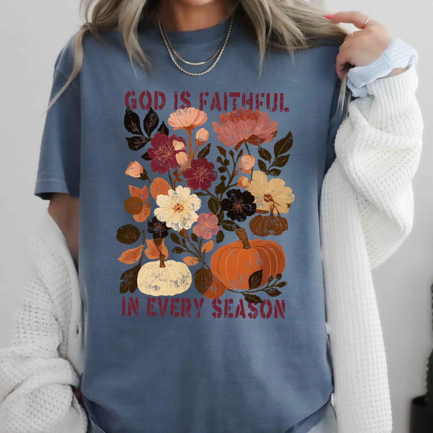God Is Faithful In Every Season Comfort Color Graphic Tee