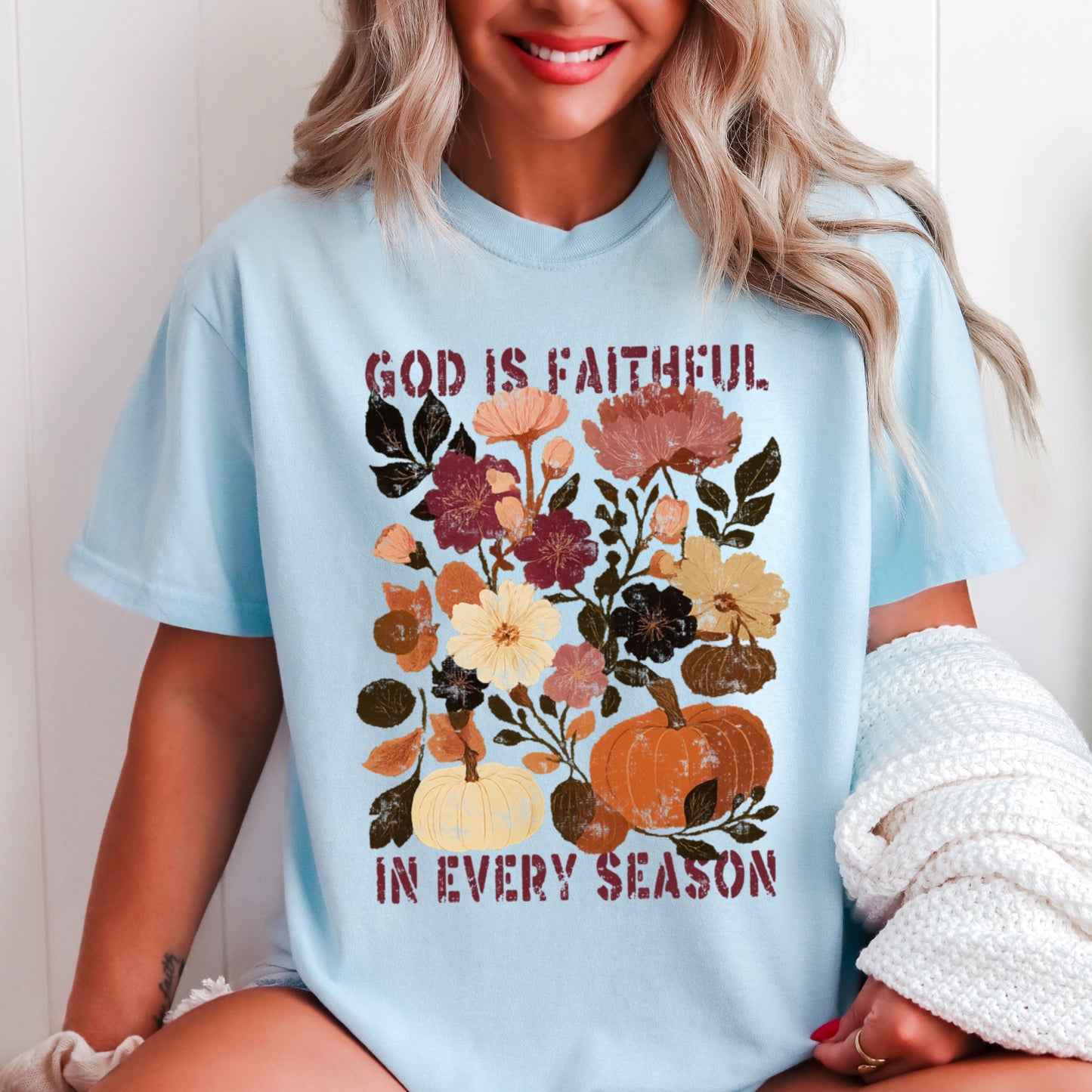 God Is Faithful In Every Season Comfort Color Graphic Tee