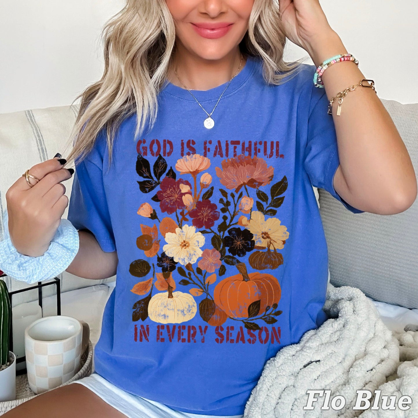 God Is Faithful In Every Season Comfort Color Graphic Tee