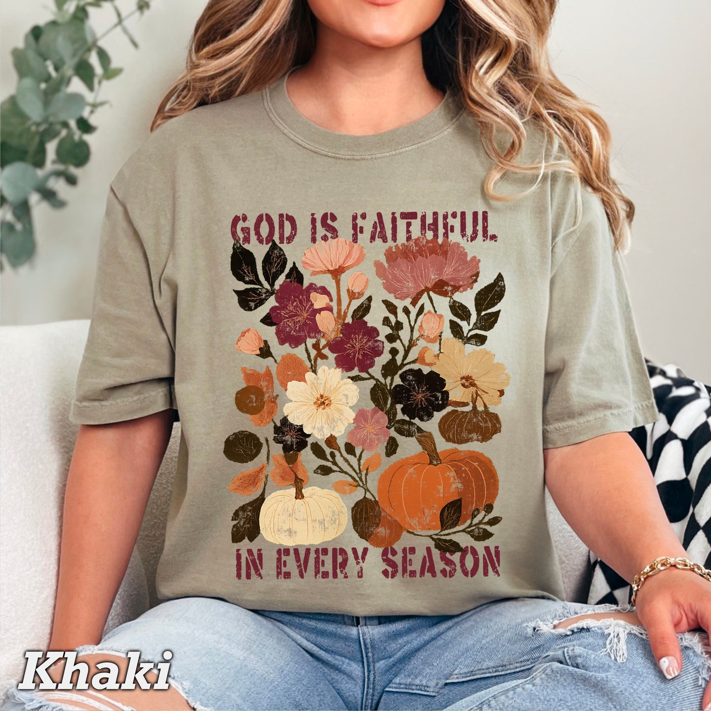 God Is Faithful In Every Season Comfort Color Graphic Tee
